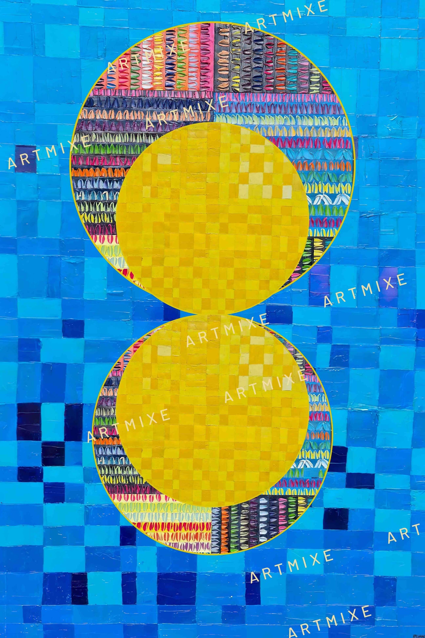 Peinture géométrique minimaliste numérique COSMIC WHISPER 10" huile à la spatule" - fichier numérique téléchargeable
