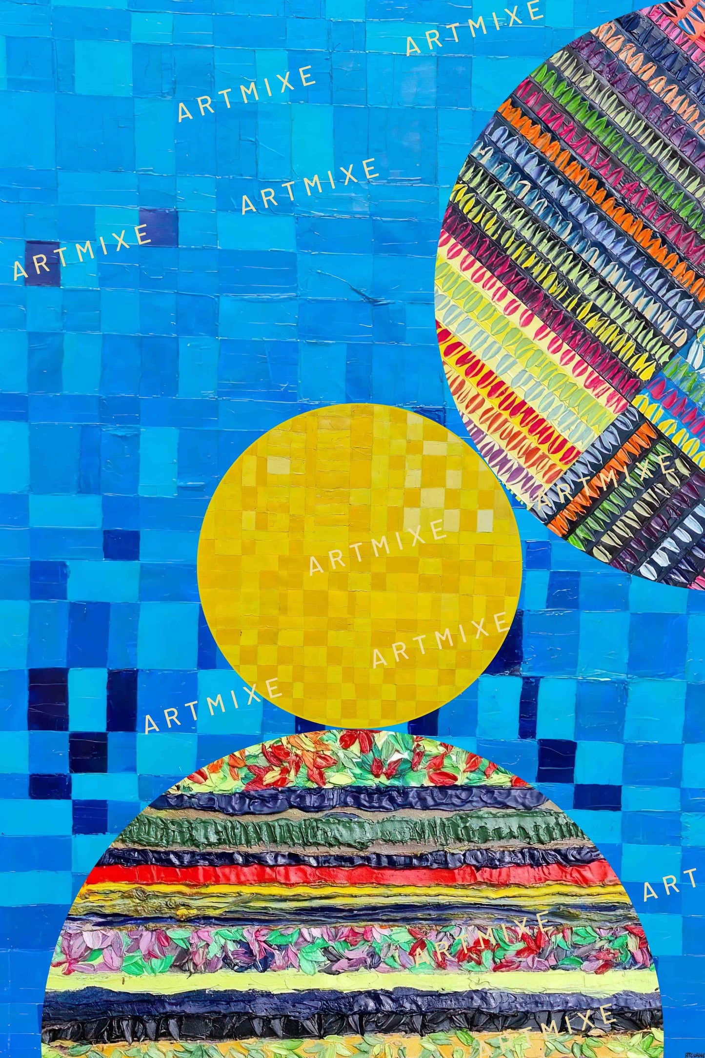 Peinture géométrique minimaliste numérique COSMIC WHISPER 13" huile à la spatule" - fichier numérique téléchargeable
