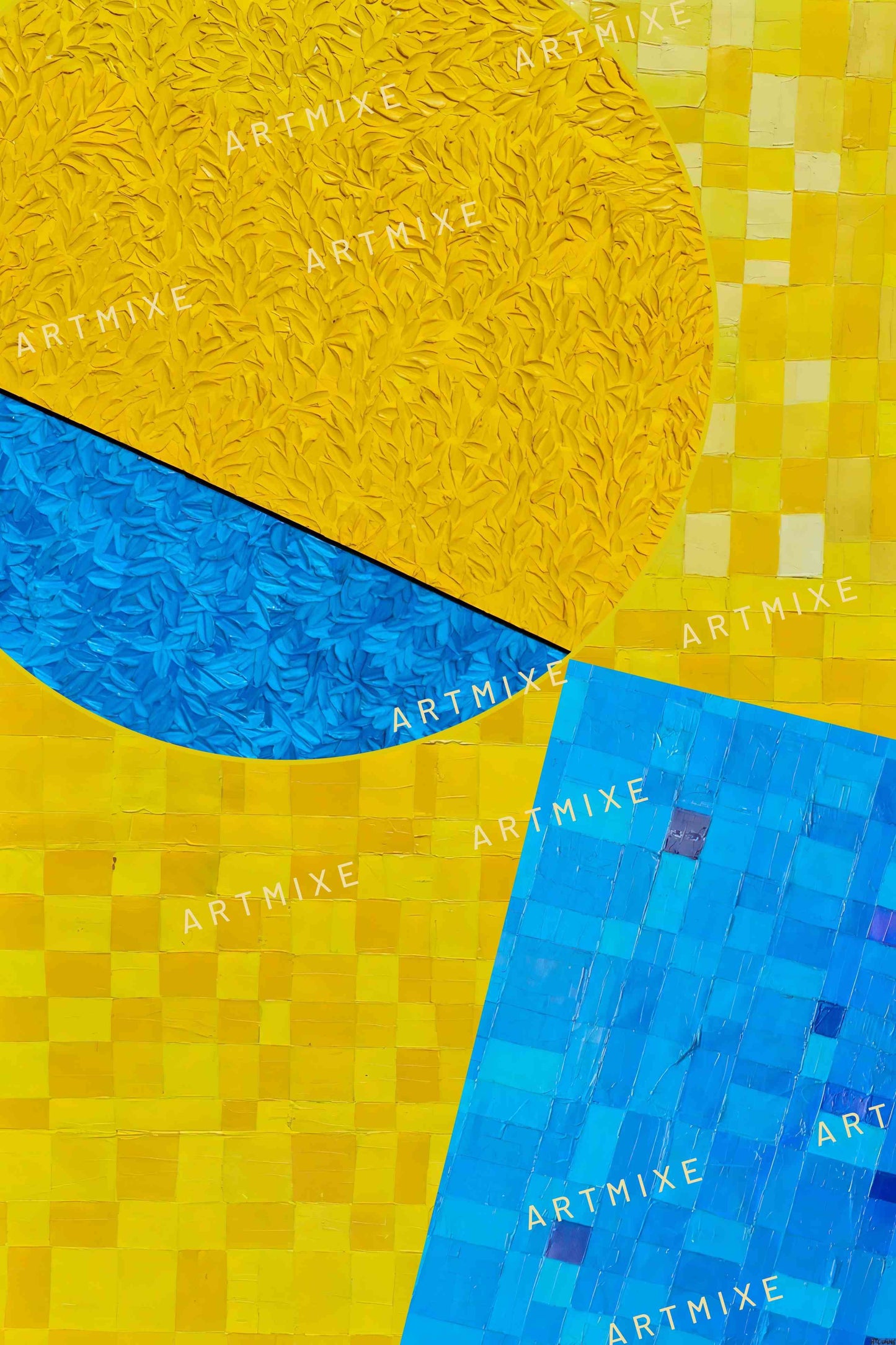 peinture géométrique minimaliste numérique COSMIC WHISPER 2" huile à la spatule" - fichier numérique téléchargeable