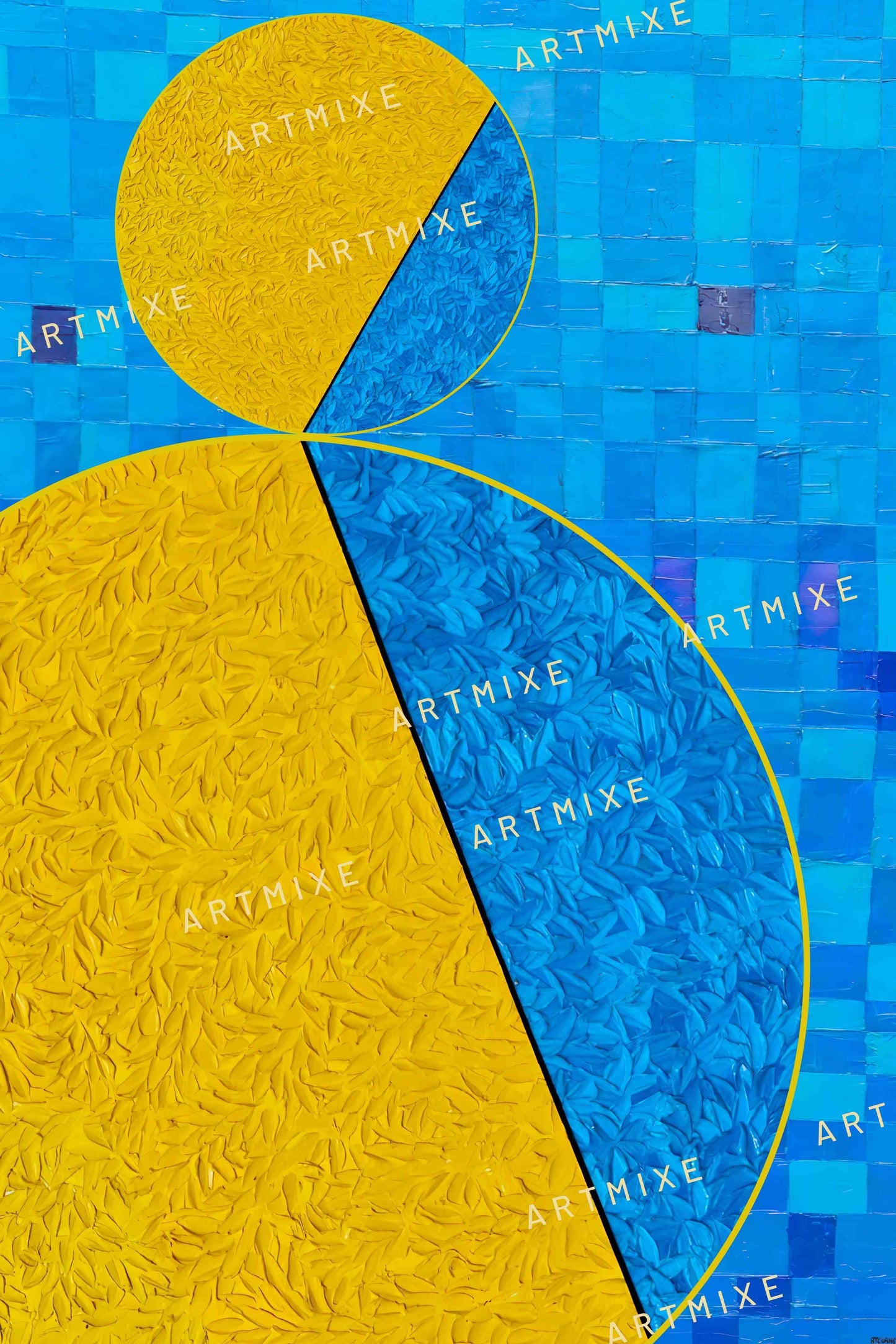 peinture géométrique minimaliste numérique COSMIC WHISPER 3" huile à la spatule" - fichier numérique téléchargeable