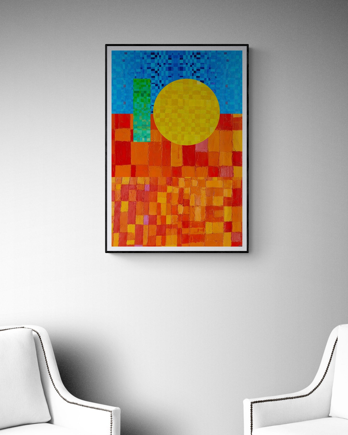 Peinture géométrique minimaliste numérique GEOMIN 2" huile à la spatule" - fichier numérique téléchargeable