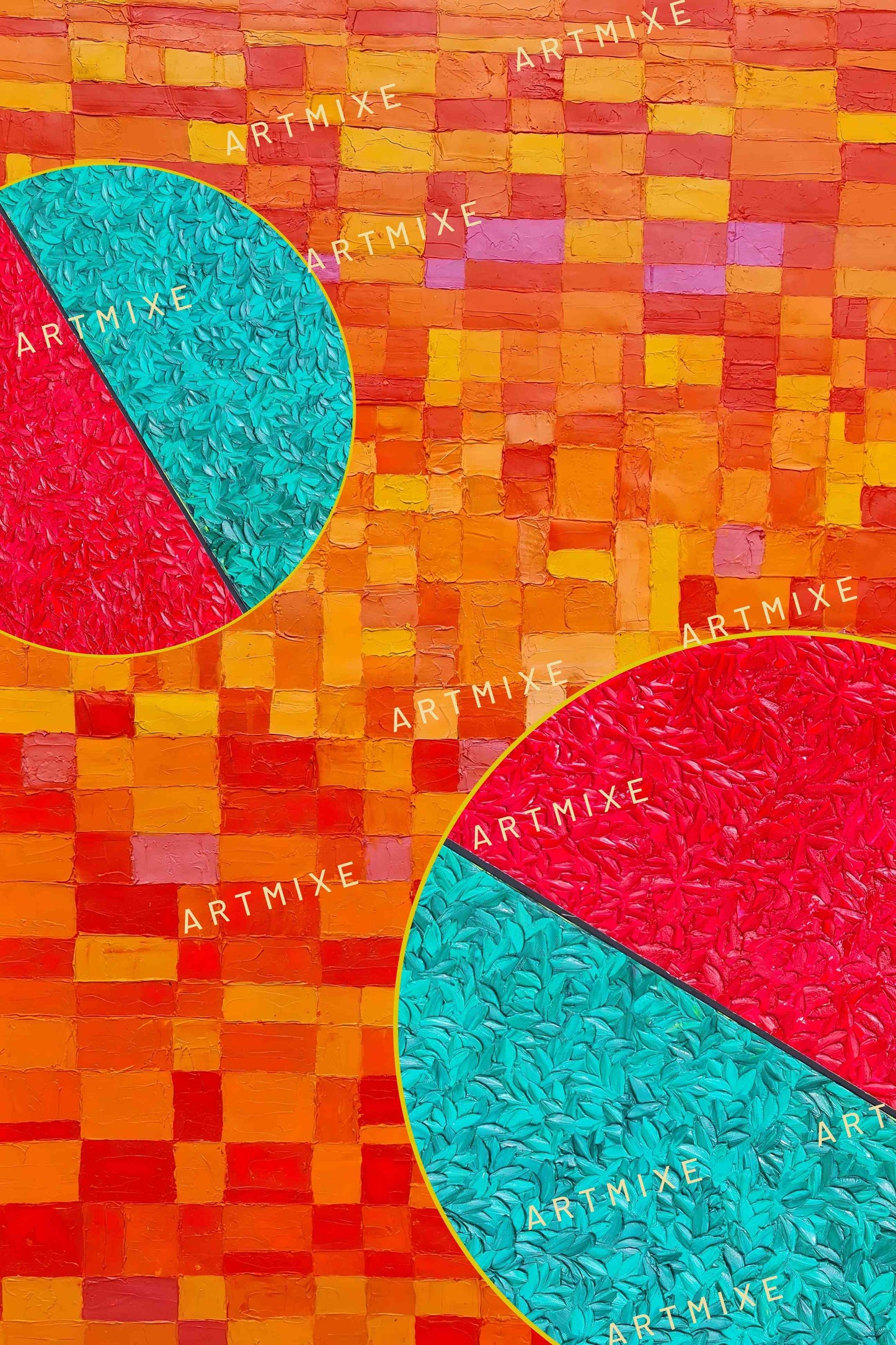 peinture géométrique minimaliste numérique COSMIC WHISPER 4" huile à la spatule" - fichier numérique téléchargeable