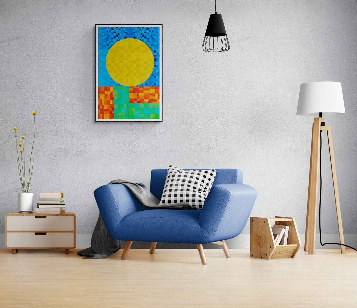 Peinture géométrique minimaliste numérique GEOMIN 4" huile à la spatule" - fichier numérique téléchargeable