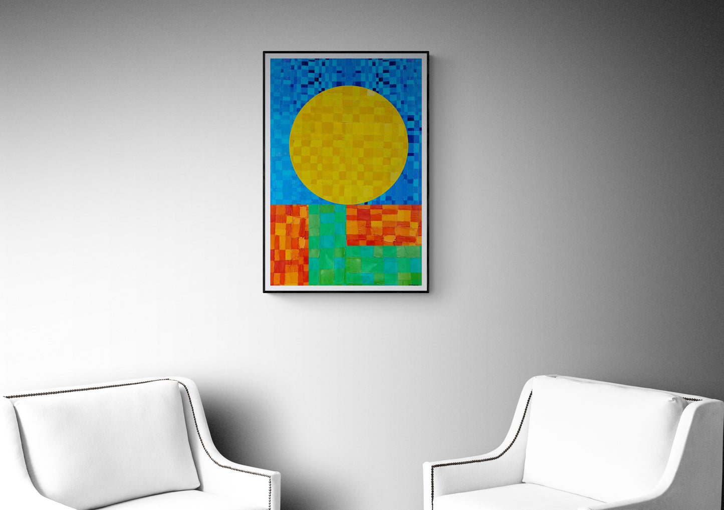 Peinture géométrique minimaliste numérique GEOMIN 4" huile à la spatule" - fichier numérique téléchargeable