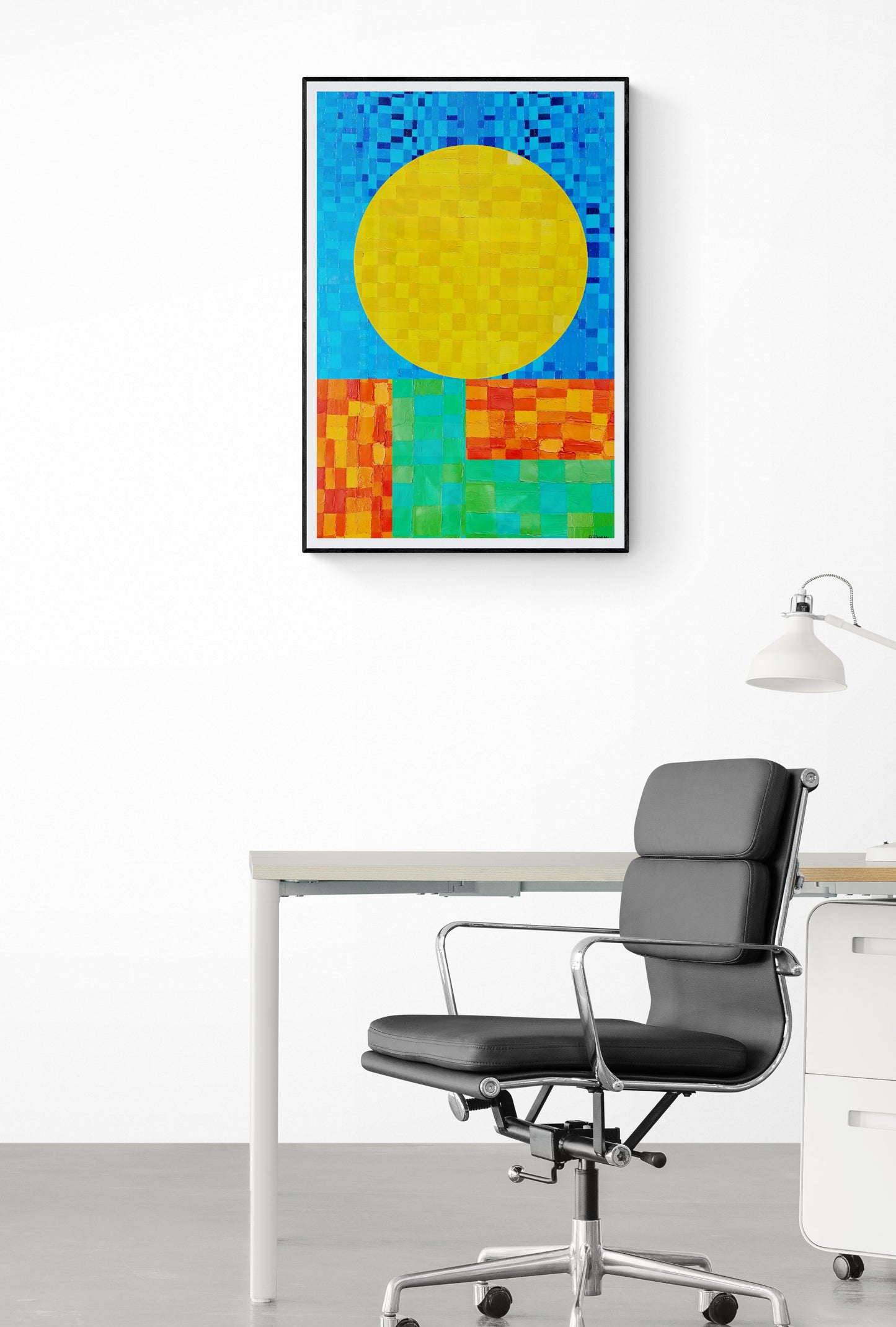 Peinture géométrique minimaliste numérique GEOMIN 4" huile à la spatule" - fichier numérique téléchargeable
