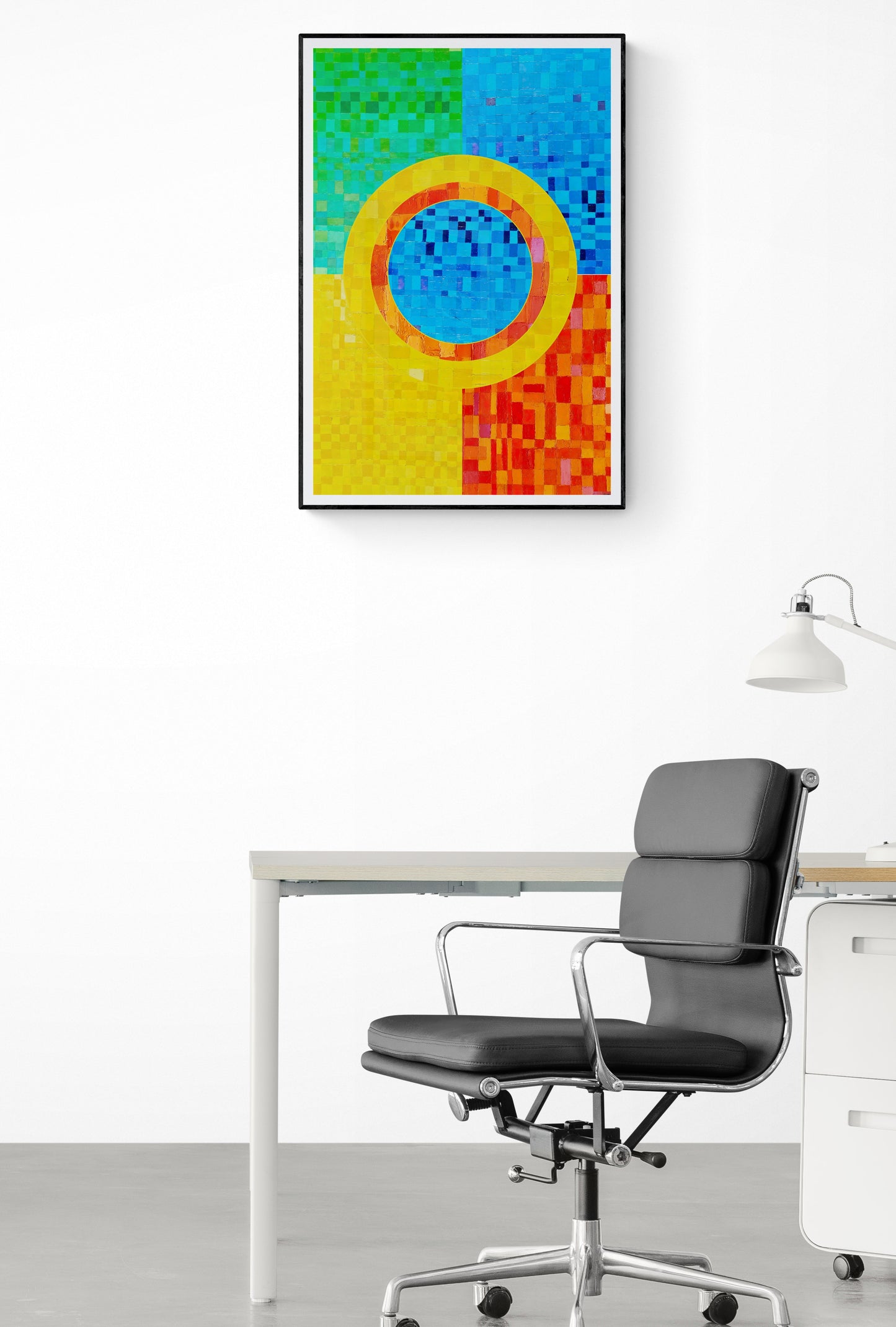 Peinture géométrique minimaliste numérique GEOMIN 5" huile à la spatule" - fichier numérique téléchargeable