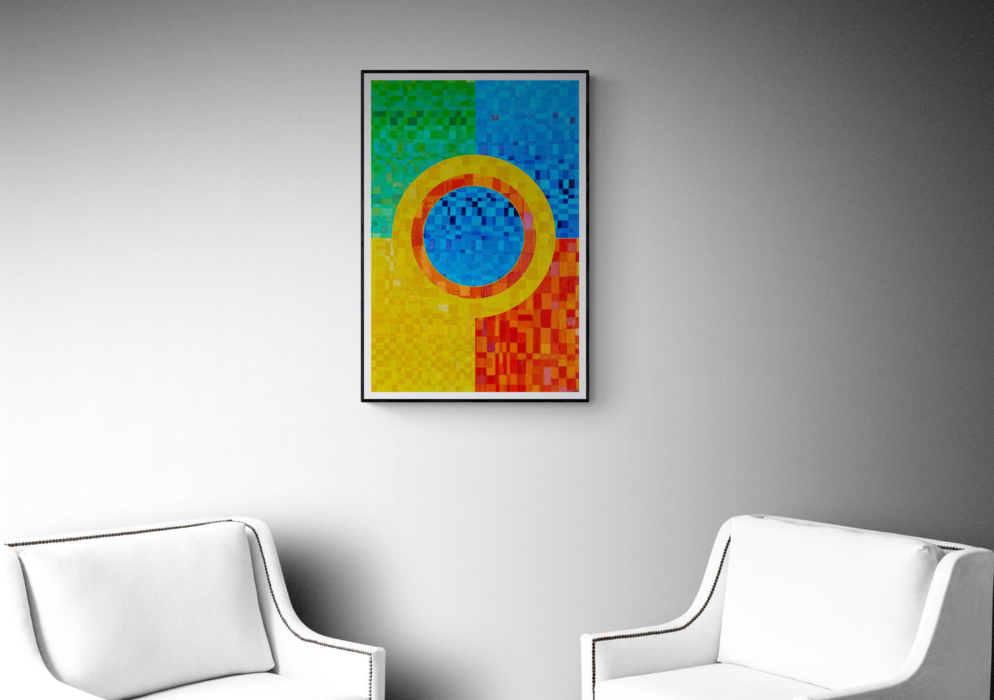Peinture géométrique minimaliste numérique GEOMIN 5" huile à la spatule" - fichier numérique téléchargeable