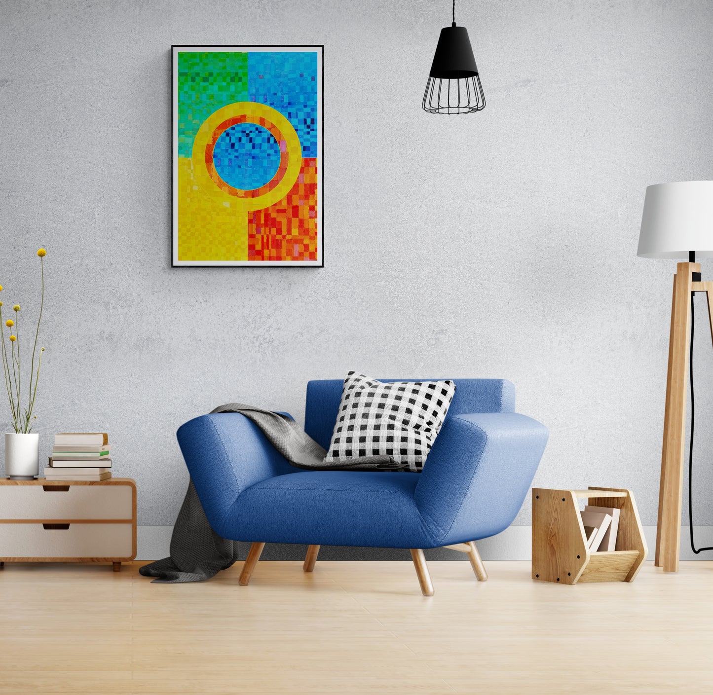 Peinture géométrique minimaliste numérique GEOMIN 5" huile à la spatule" - fichier numérique téléchargeable