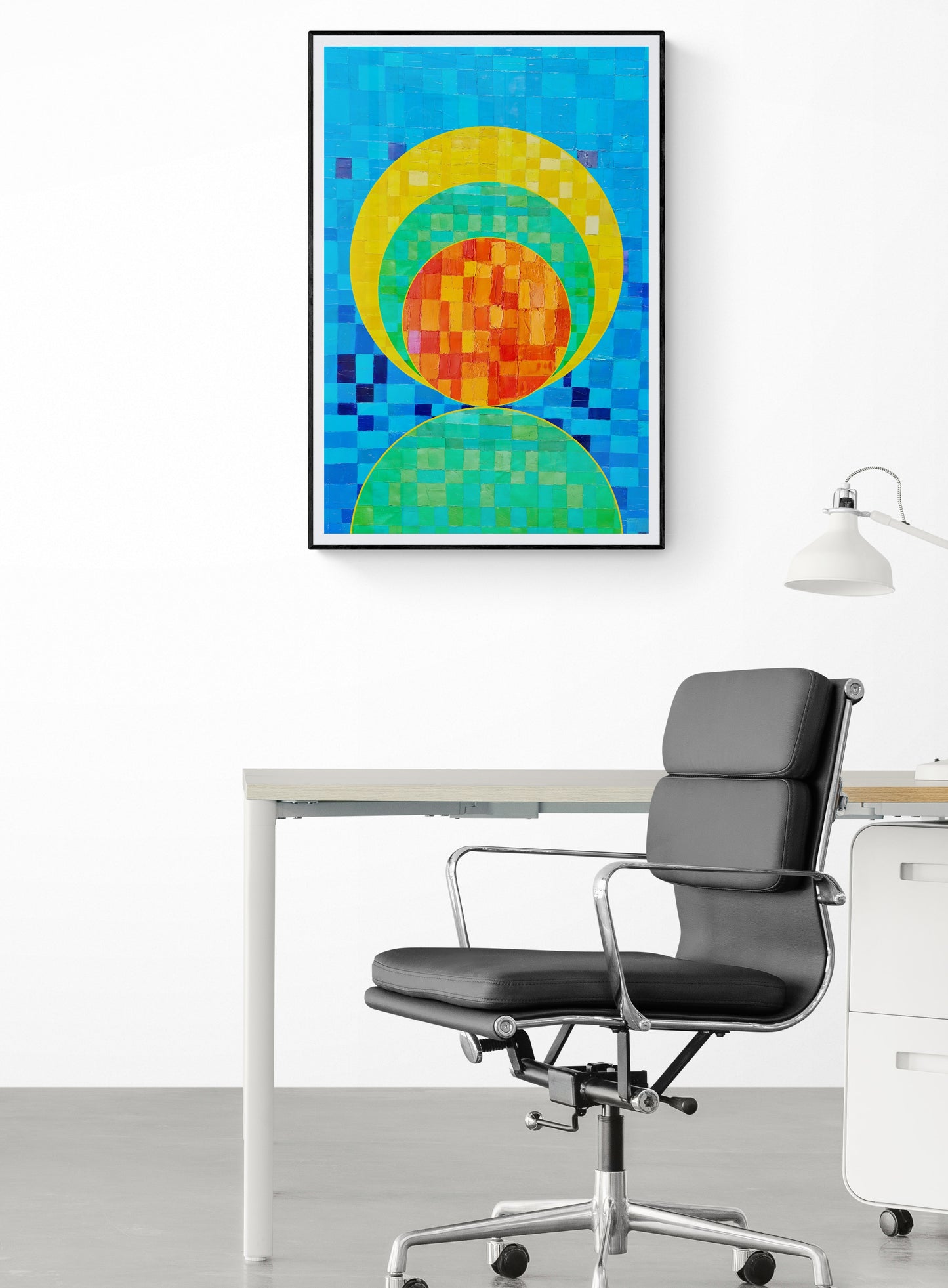 Peinture géométrique minimaliste numérique GEOMIN 6" huile à la spatule" - fichier numérique téléchargeable
