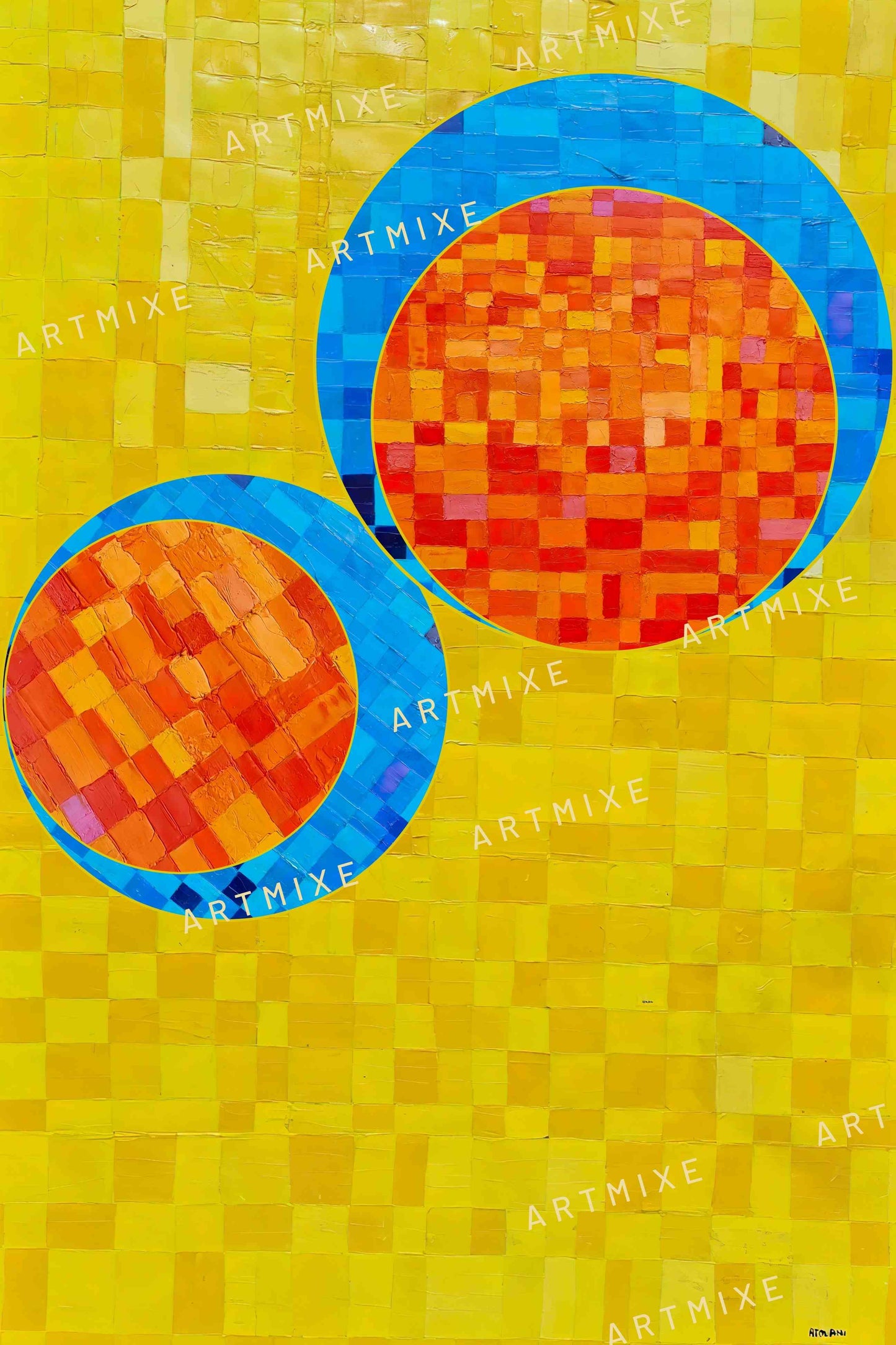 Peinture géométrique minimaliste numérique COSMIC WHISPER 7 " huile à la spatule" - fichier numérique téléchargeable