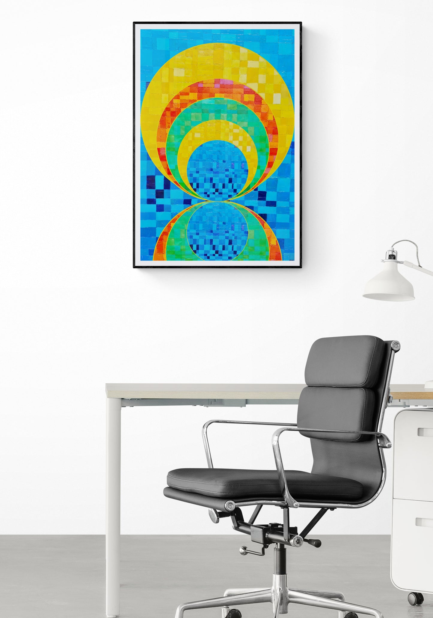 Peinture géométrique minimaliste numérique GEOMIN 7" huile à la spatule" - fichier numérique téléchargeable