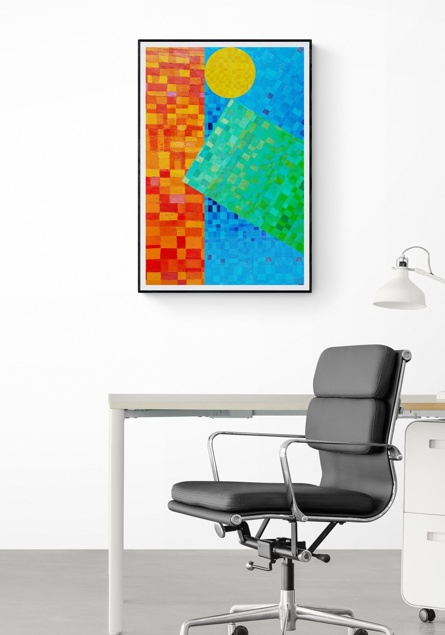 Peinture géométrique minimaliste numérique GEOMIN 9" huile à la spatule" - fichier numérique téléchargeable