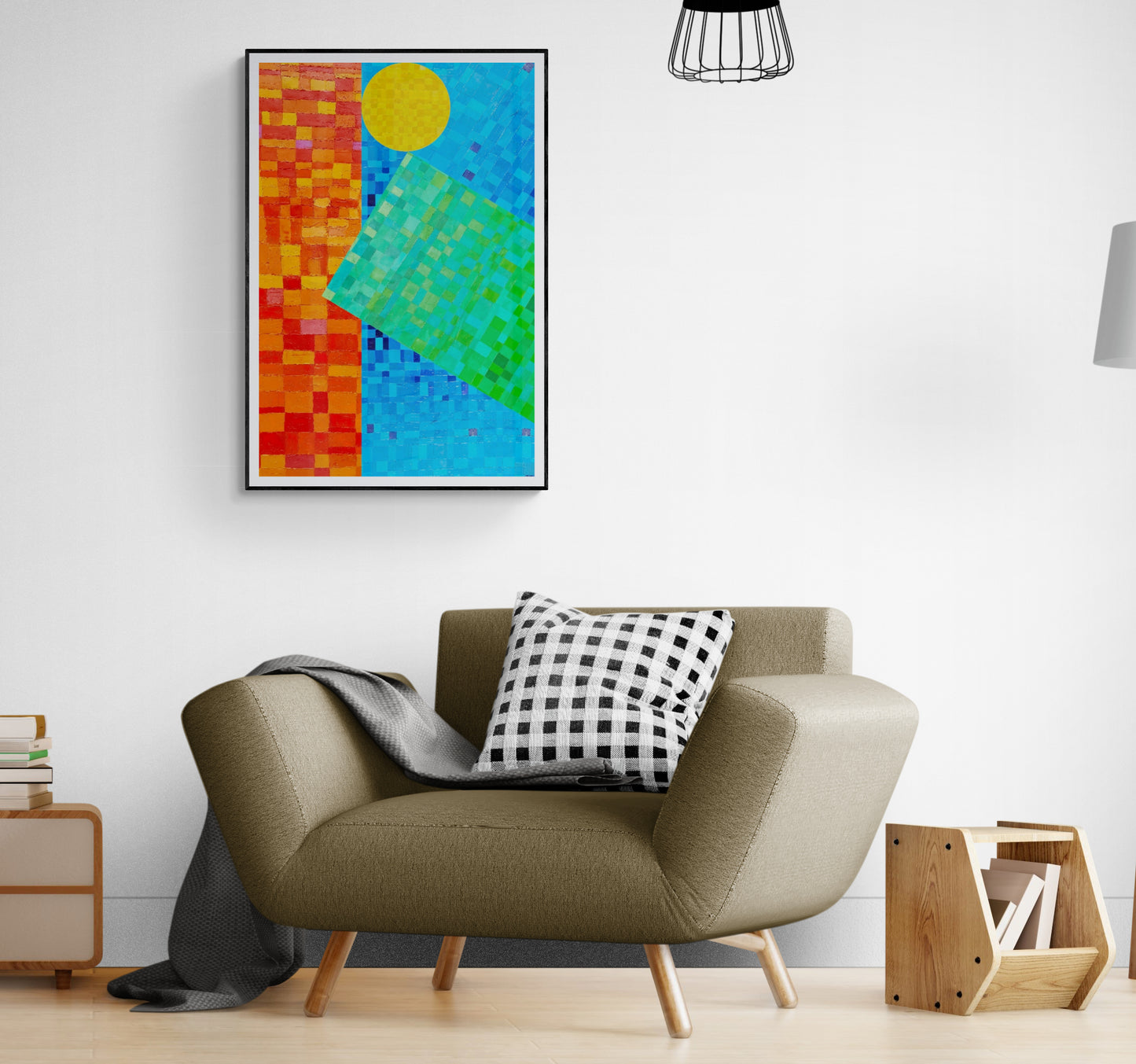 Peinture géométrique minimaliste numérique GEOMIN 9" huile à la spatule" - fichier numérique téléchargeable