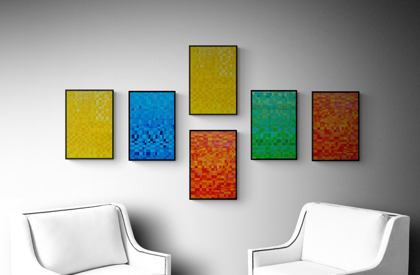 Peinture géométrique minimaliste numérique JAUNE POLYCHROME 2.0 " huile à la spatule" - fichier numérique téléchargeable