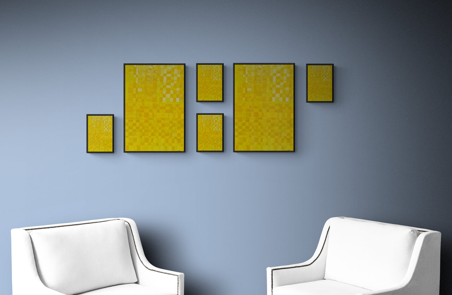 Peinture géométrique minimaliste numérique JAUNE POLYCHROME 2.0 " huile à la spatule" - fichier numérique téléchargeable