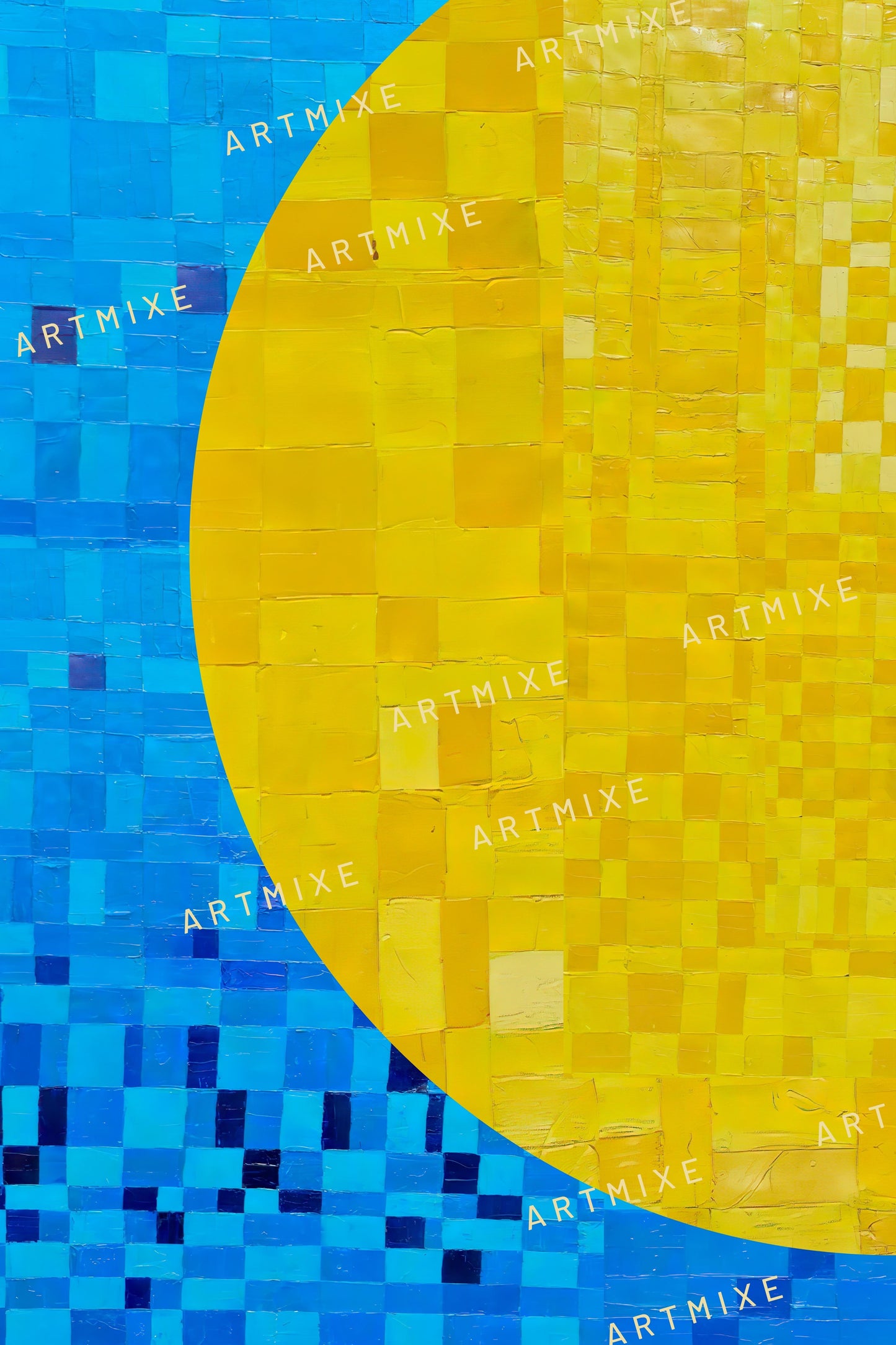 Peinture géométrique minimaliste numérique ECHOS 2 " huile à la spatule" - fichier numérique téléchargeable