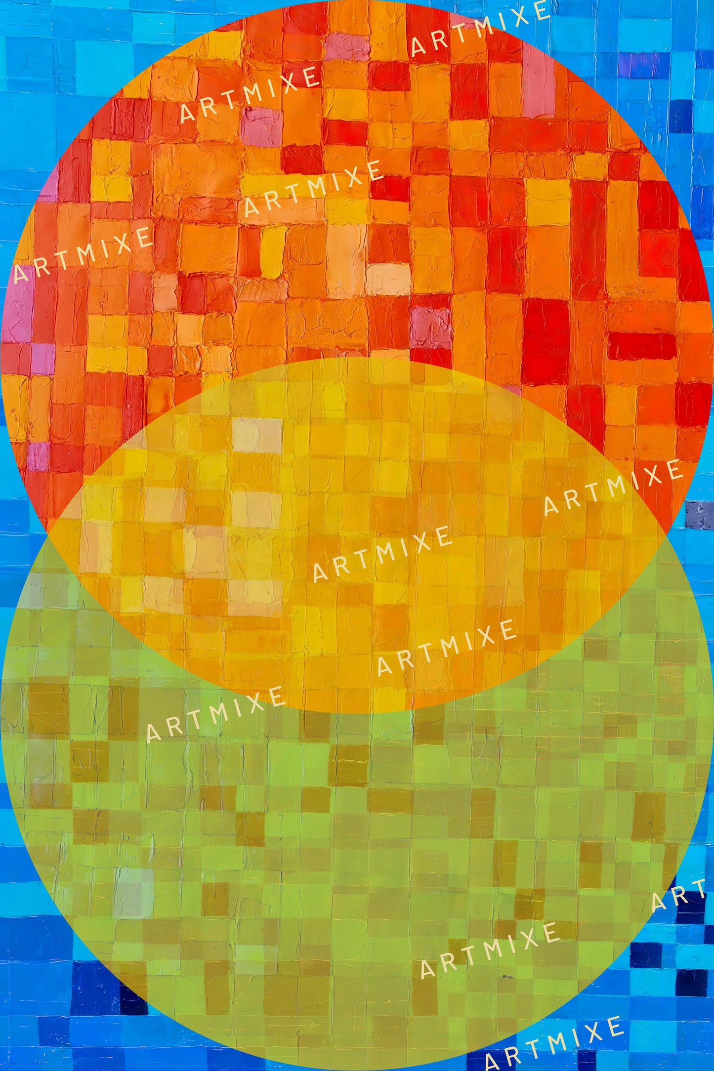 Peinture géométrique minimaliste numérique ECHOS 4" huile à la spatule" - fichier numérique téléchargeable
