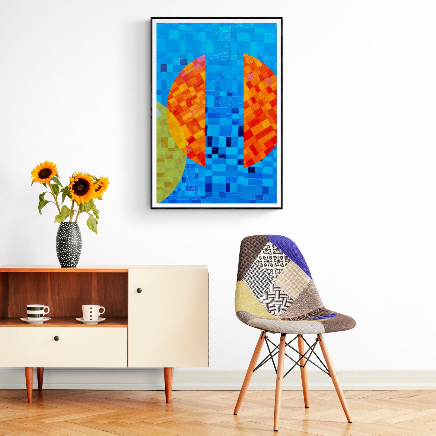 Peinture géométrique minimaliste numérique ECHOS 5" huile à la spatule" - fichier numérique téléchargeable