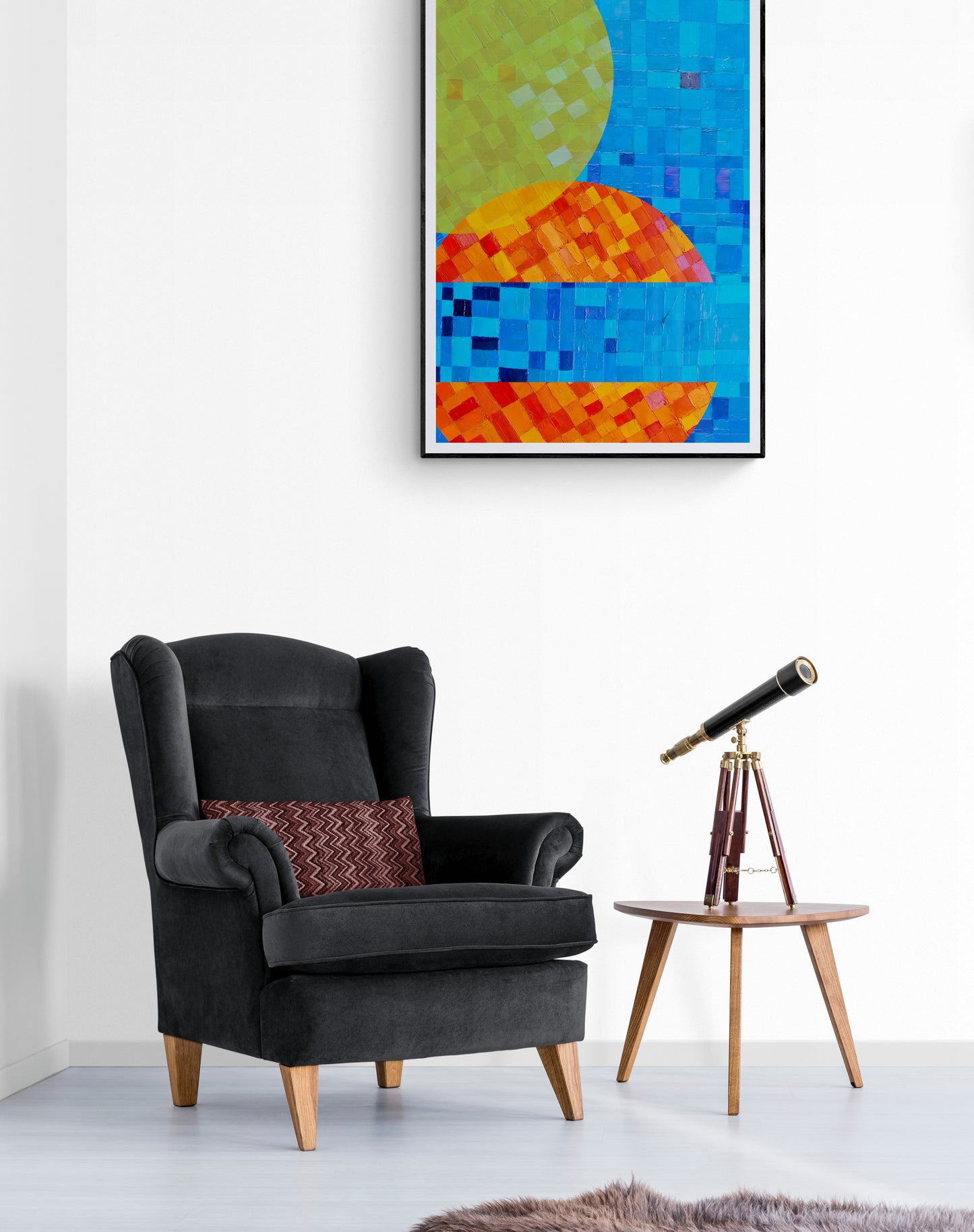 Peinture géométrique minimaliste numérique ECHOS 6" huile à la spatule" - fichier numérique téléchargeable