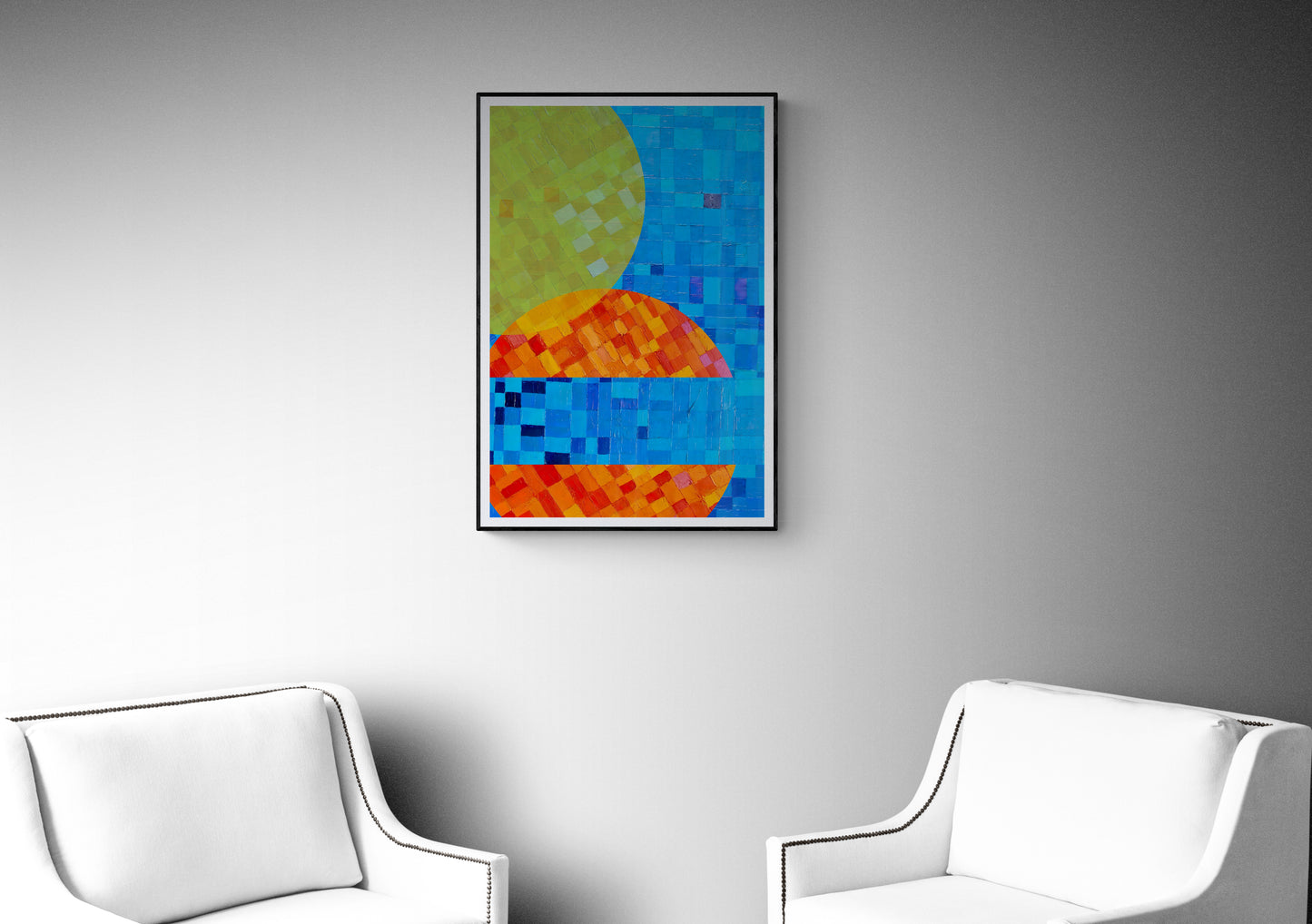 Peinture géométrique minimaliste numérique ECHOS 6" huile à la spatule" - fichier numérique téléchargeable