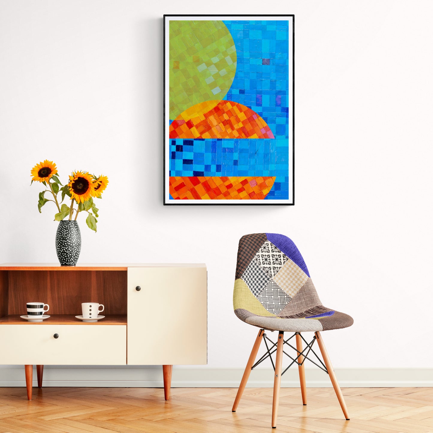 Peinture géométrique minimaliste numérique ECHOS 6" huile à la spatule" - fichier numérique téléchargeable