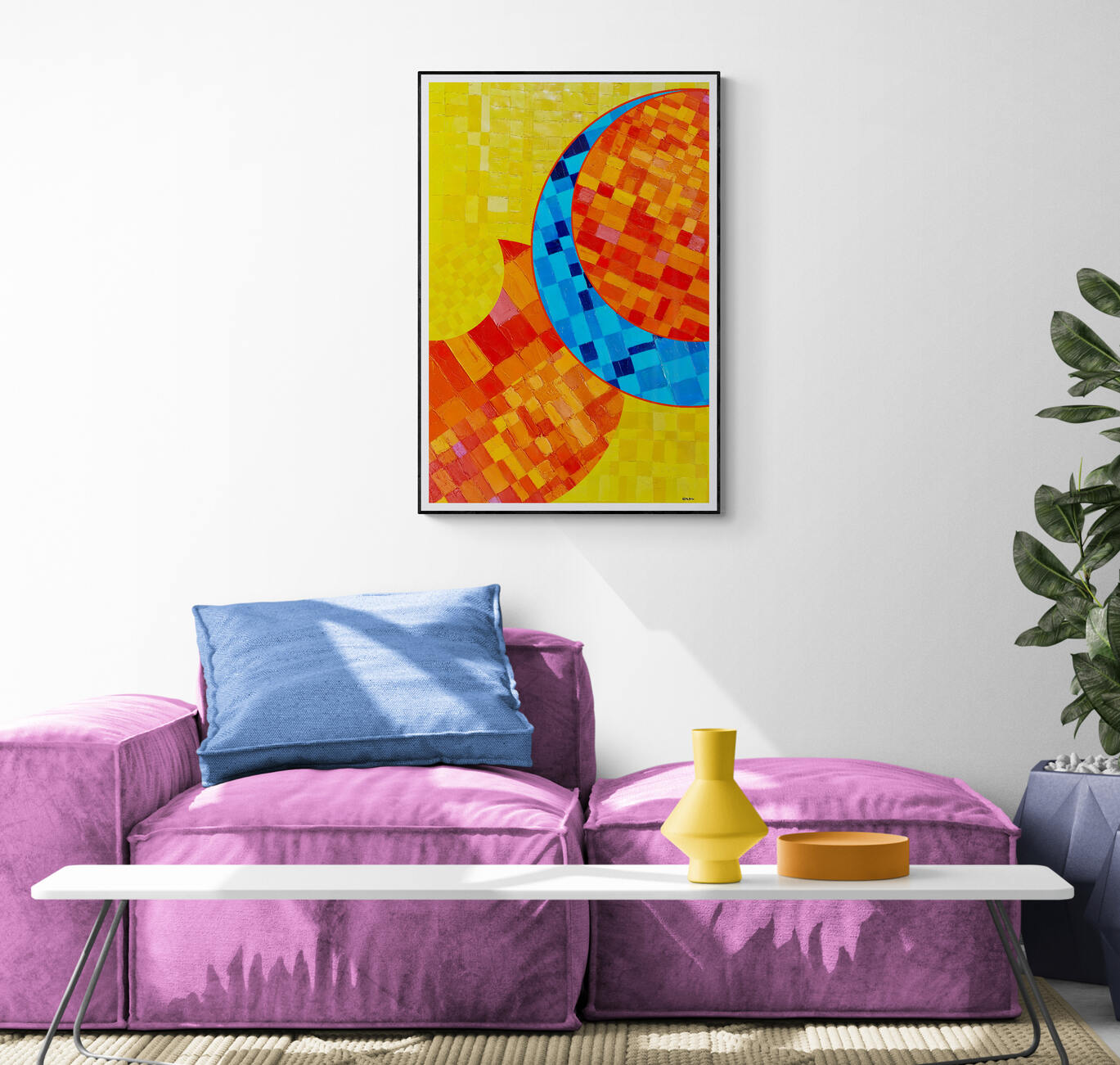 Peinture géométrique minimaliste numérique ECHOS 7" huile à la spatule" - fichier numérique téléchargeable