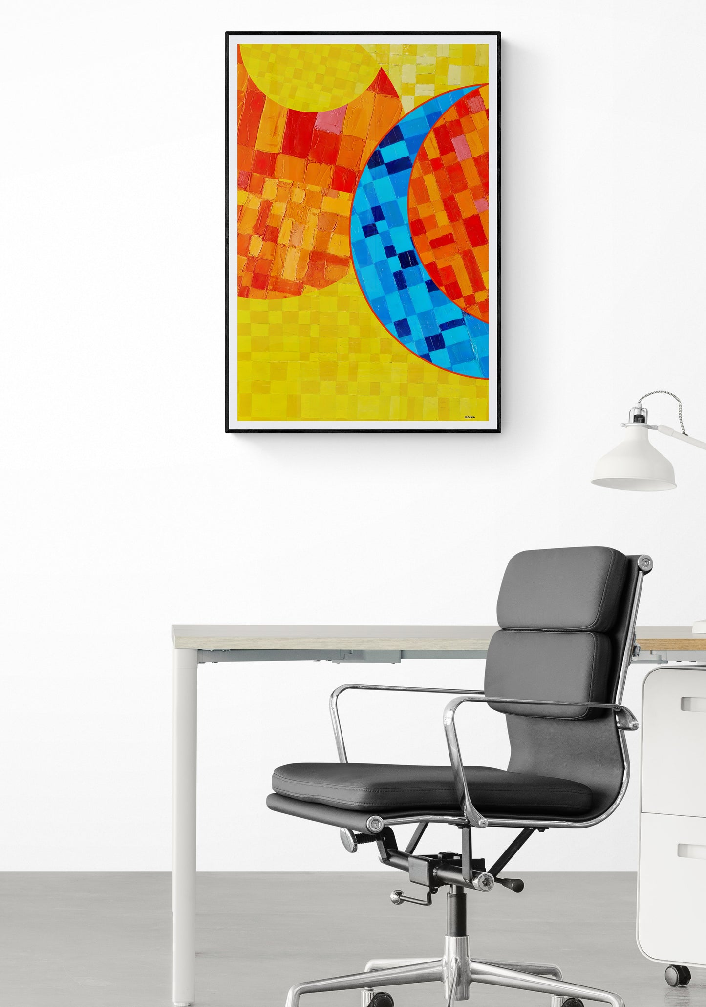 Peinture géométrique minimaliste numérique ECHOS 9" huile à la spatule" - fichier numérique téléchargeable