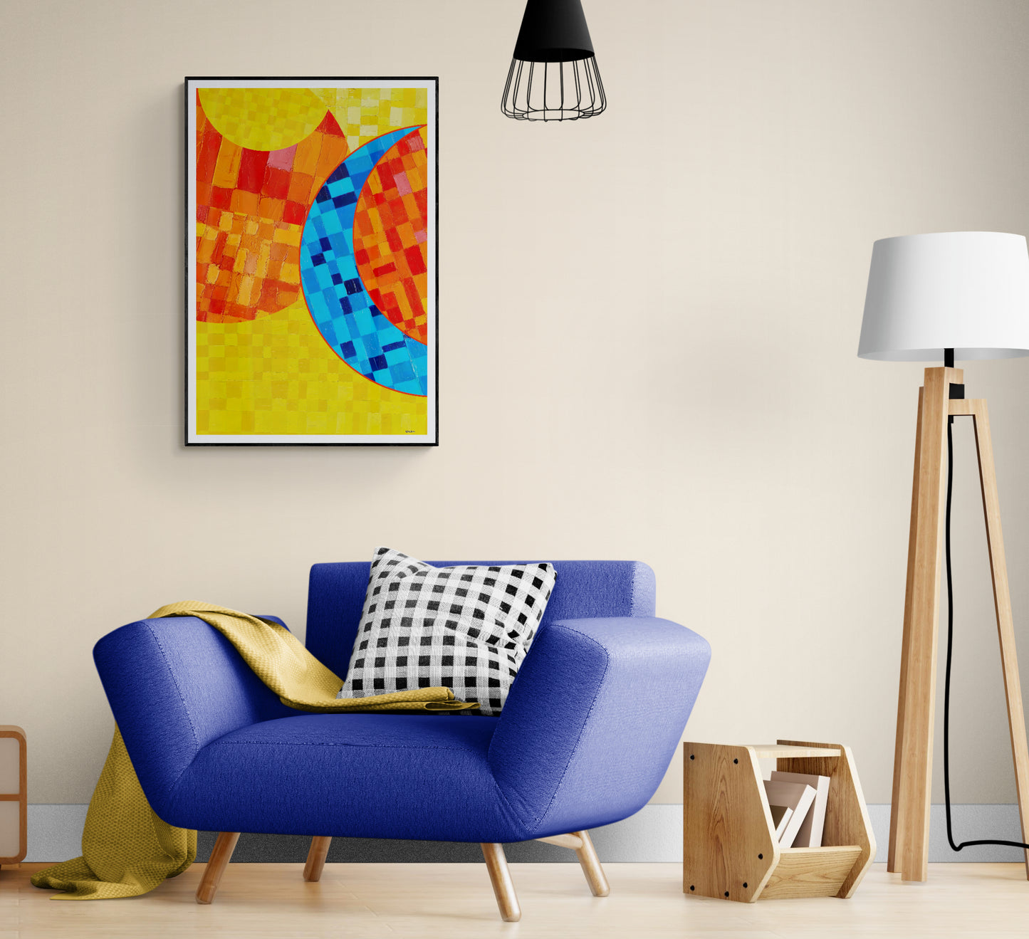 Peinture géométrique minimaliste numérique ECHOS 9" huile à la spatule" - fichier numérique téléchargeable
