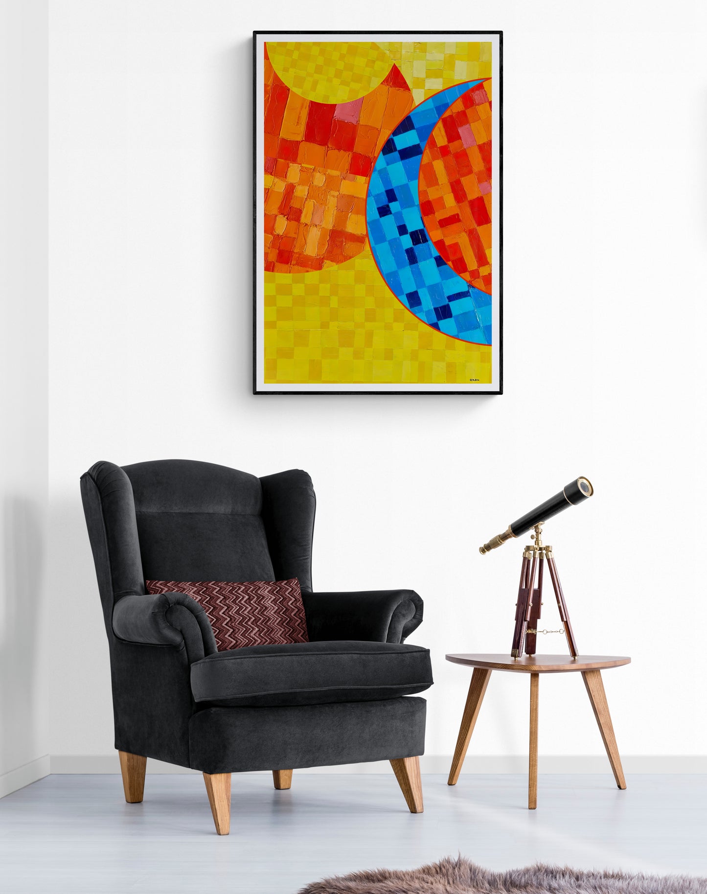 Peinture géométrique minimaliste numérique ECHOS 9" huile à la spatule" - fichier numérique téléchargeable