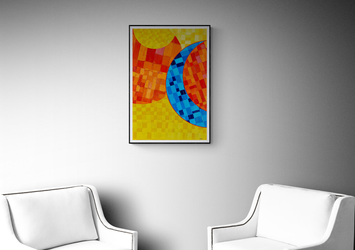 Peinture géométrique minimaliste numérique ECHOS 9" huile à la spatule" - fichier numérique téléchargeable