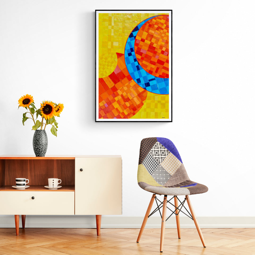 Peinture géométrique minimaliste numérique ECHOS 9" huile à la spatule" - fichier numérique téléchargeable