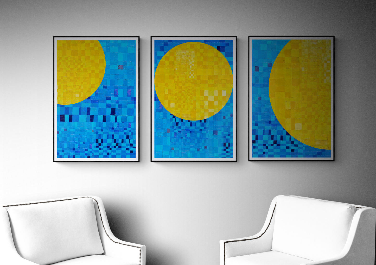 SERIE de 3 peintures minimalistes imprimables "ECHO1 ,ECHO2 et ECHO3" huile à la spatule +textures , fichier numérique téléchargeable.