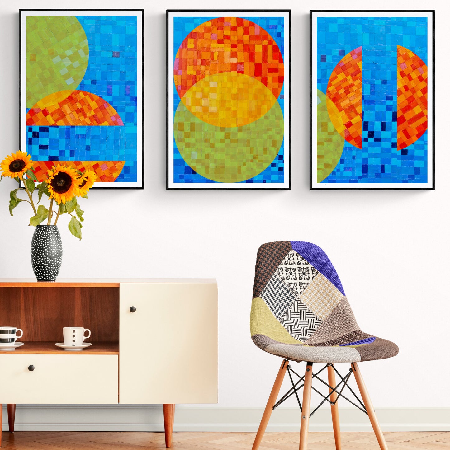 SERIE de 3 peintures minimalistes imprimables "ECHO4,ECHO5 et ECHO6" huile à la spatule +textures , fichier numérique téléchargeable.