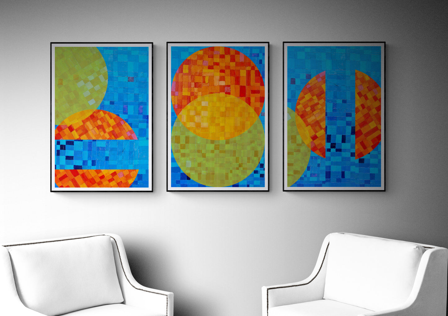 SERIE de 3 peintures minimalistes imprimables "ECHO4,ECHO5 et ECHO6" huile à la spatule +textures , fichier numérique téléchargeable.