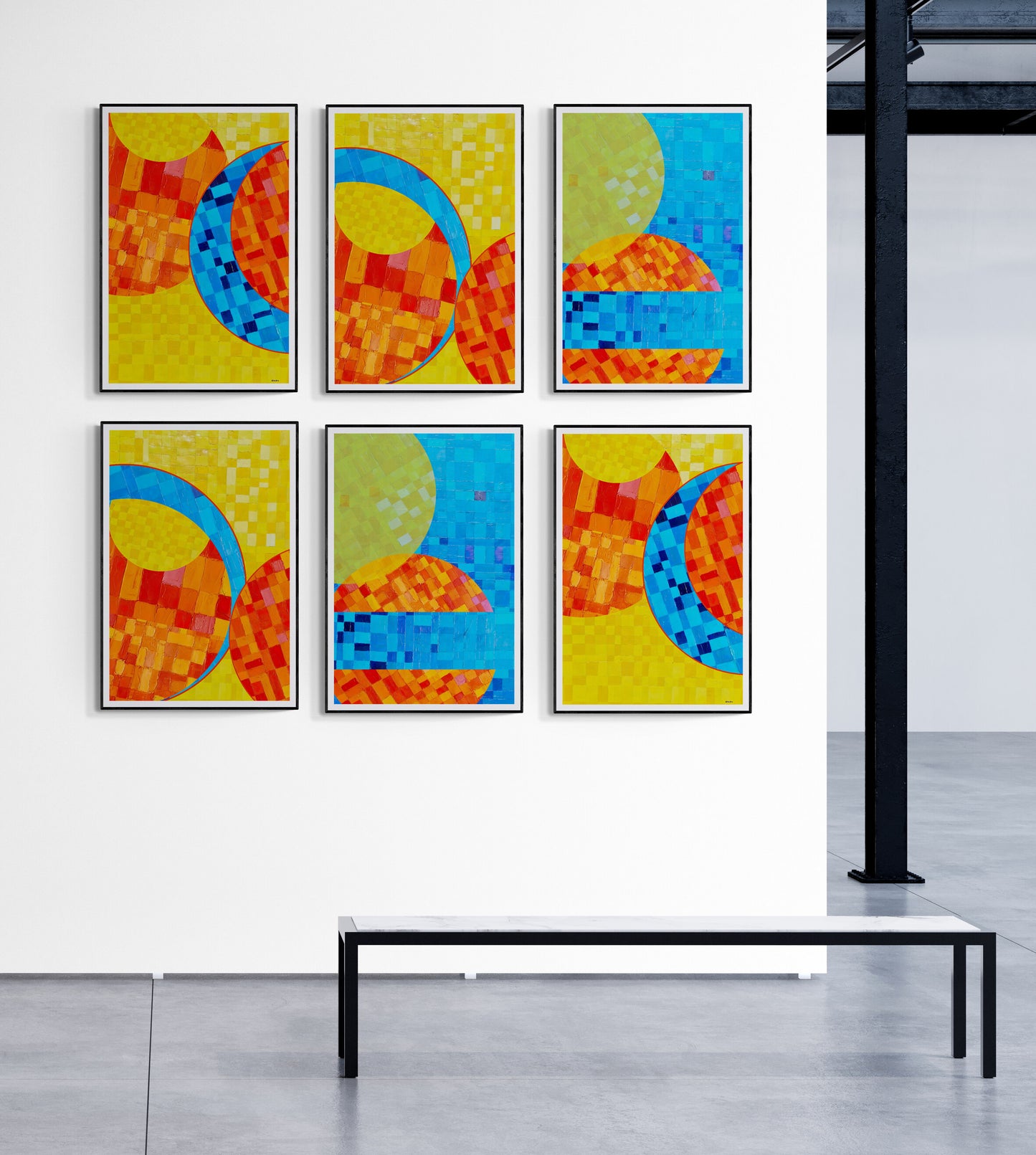 SERIE de 3 peintures minimalistes imprimables "ECHO4,ECHO5 et ECHO6" huile à la spatule +textures , fichier numérique téléchargeable.