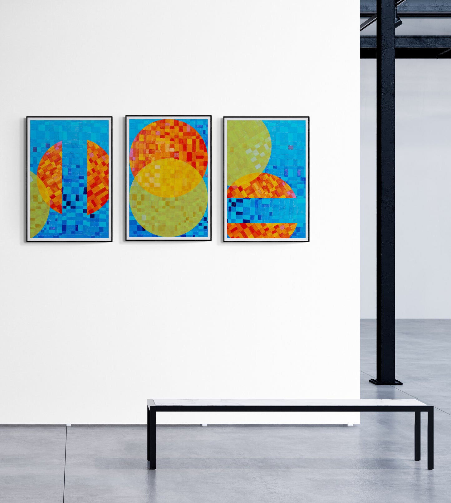 SERIE de 3 peintures minimalistes imprimables "ECHO4,ECHO5 et ECHO6" huile à la spatule +textures , fichier numérique téléchargeable.