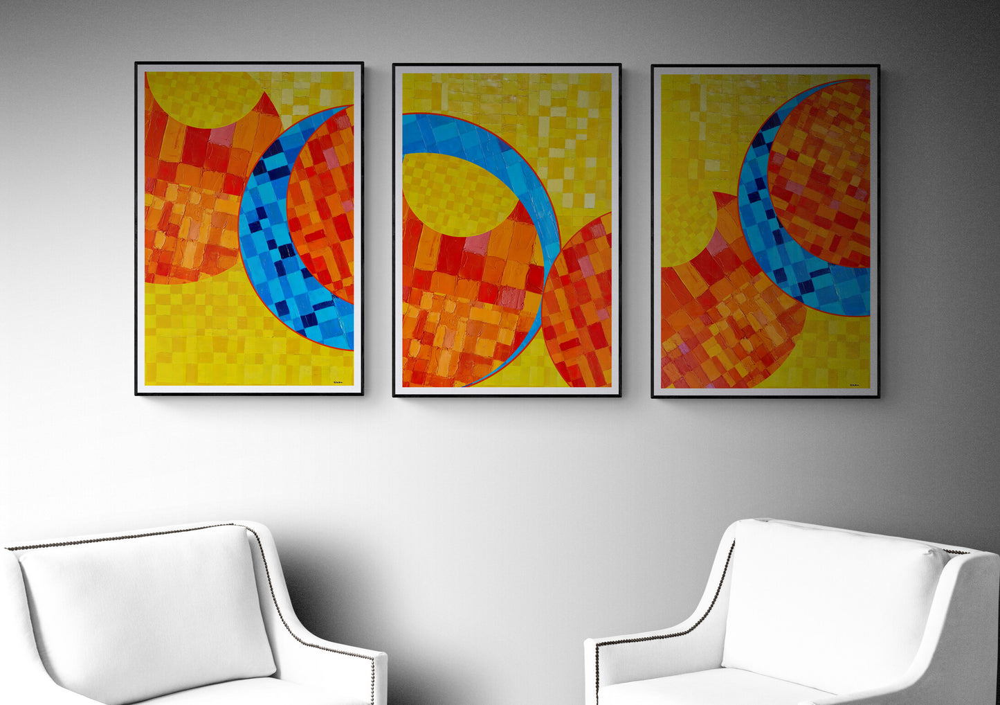 SERIE de 3 peintures minimalistes imprimables "ECHO7,ECHO8 et ECHO9" huile à la spatule +textures , fichier numérique téléchargeable.