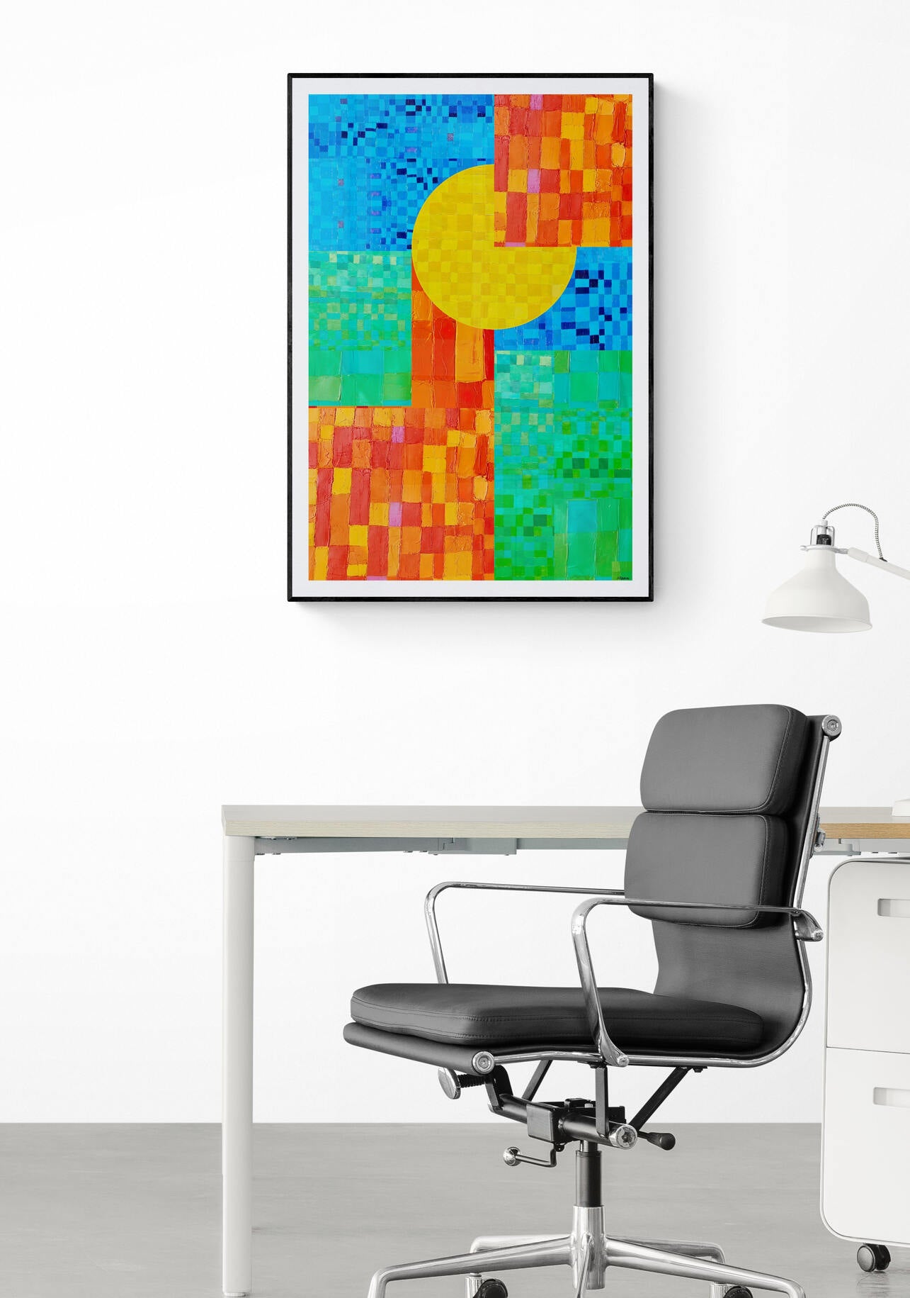 Peinture géométrique minimaliste numérique GEOMIN 3" huile à la spatule" - fichier numérique téléchargeable