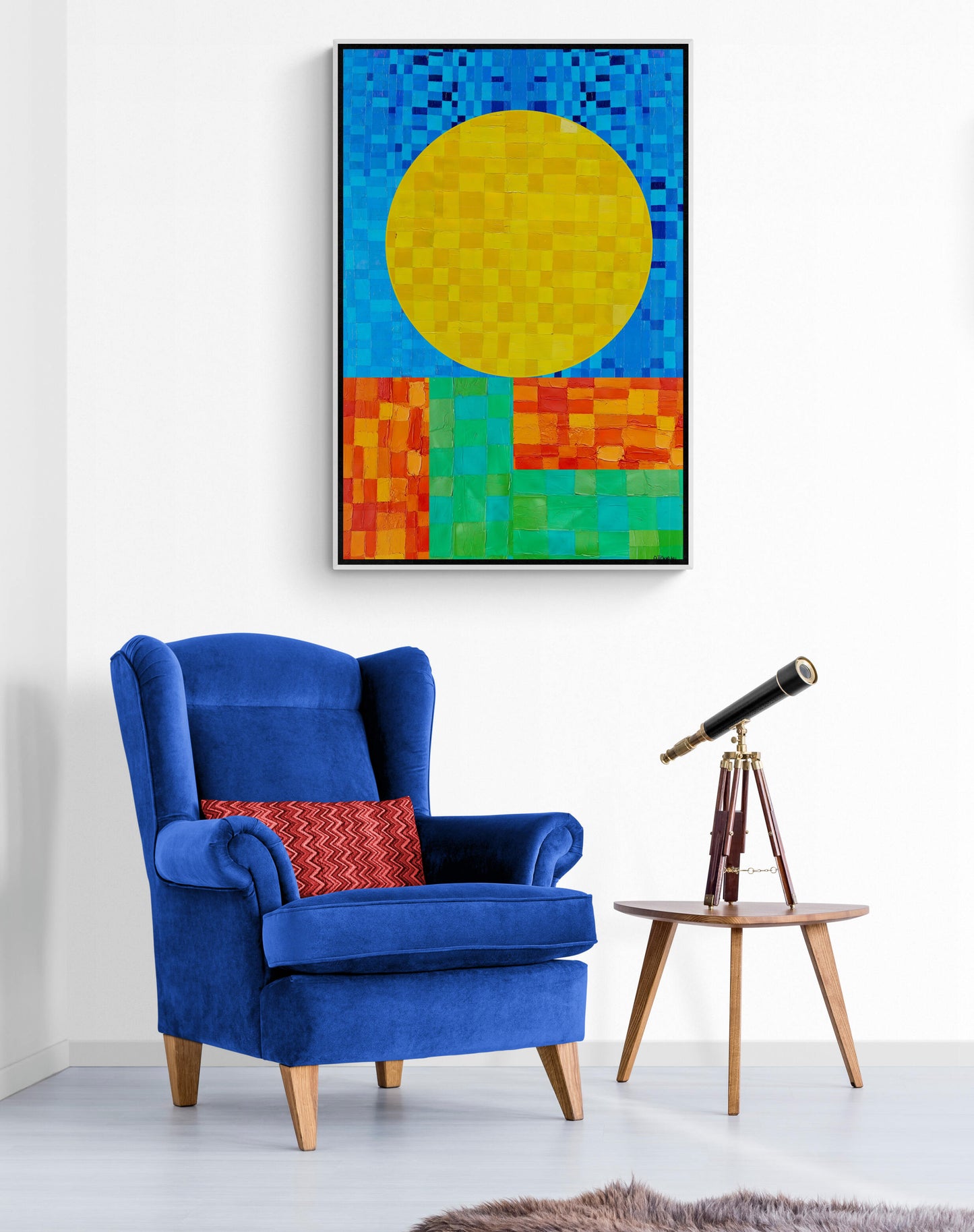 Peinture géométrique minimaliste numérique GEOMIN 4" huile à la spatule" - fichier numérique téléchargeable