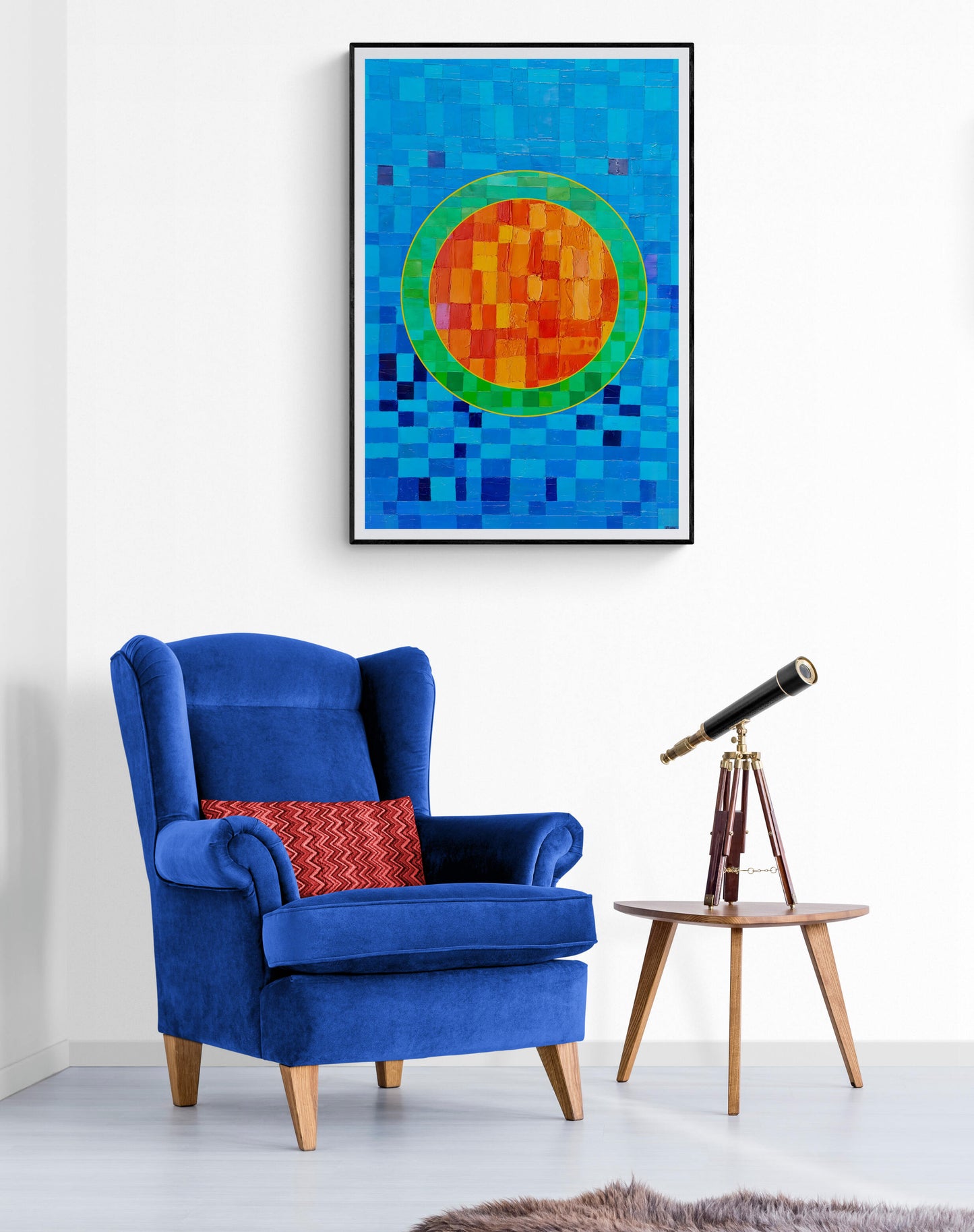 Peinture géométrique minimaliste numérique GEOMIN 8" huile à la spatule" - fichier numérique téléchargeable