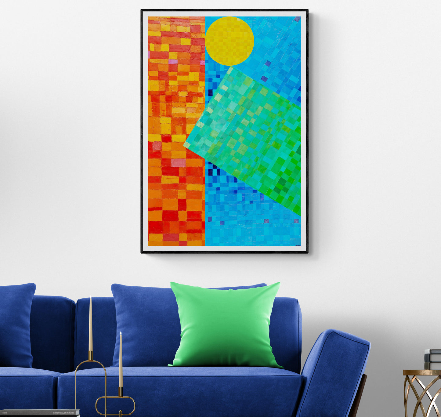 Peinture géométrique minimaliste numérique GEOMIN 9" huile à la spatule" - fichier numérique téléchargeable