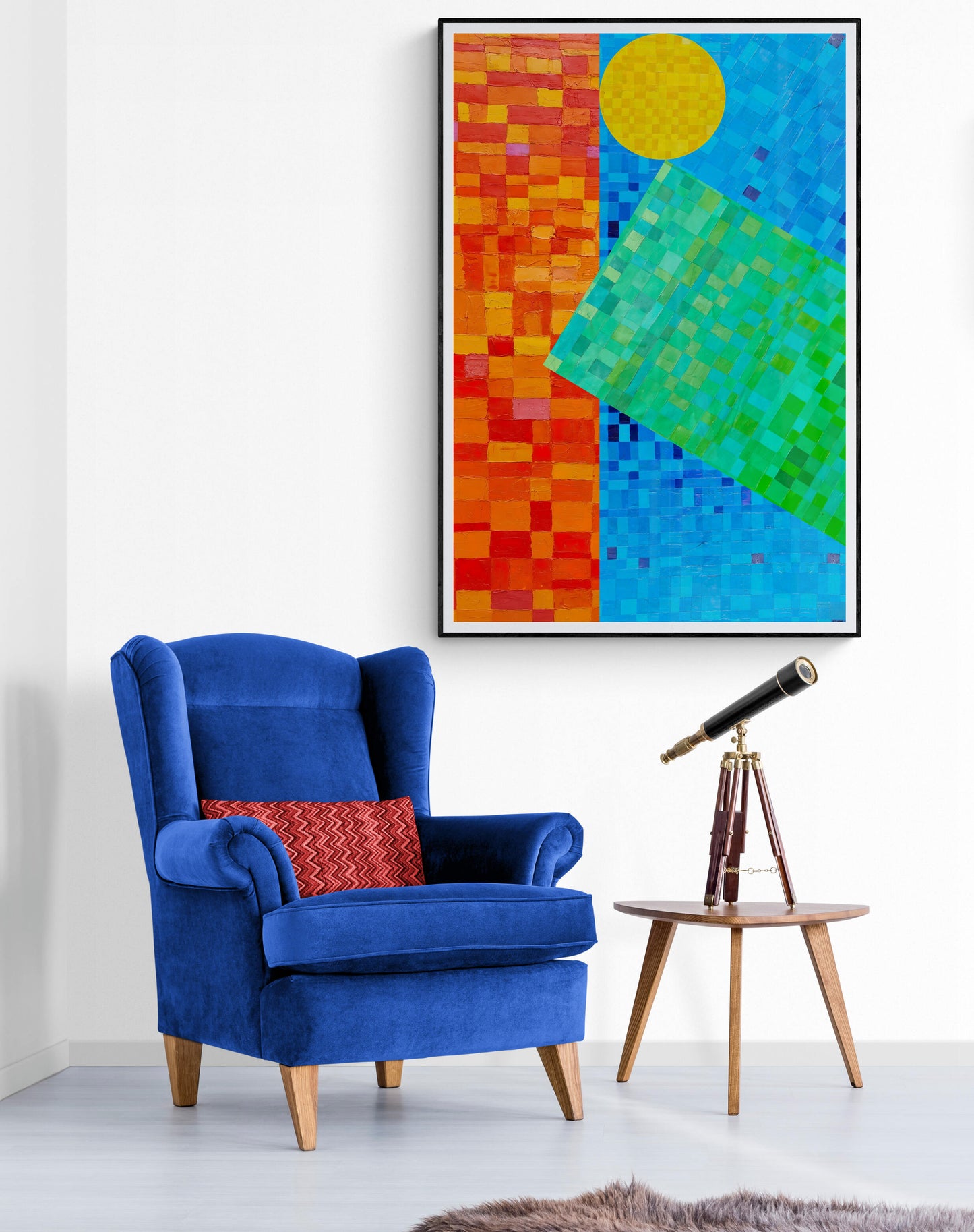 Peinture géométrique minimaliste numérique GEOMIN 9" huile à la spatule" - fichier numérique téléchargeable