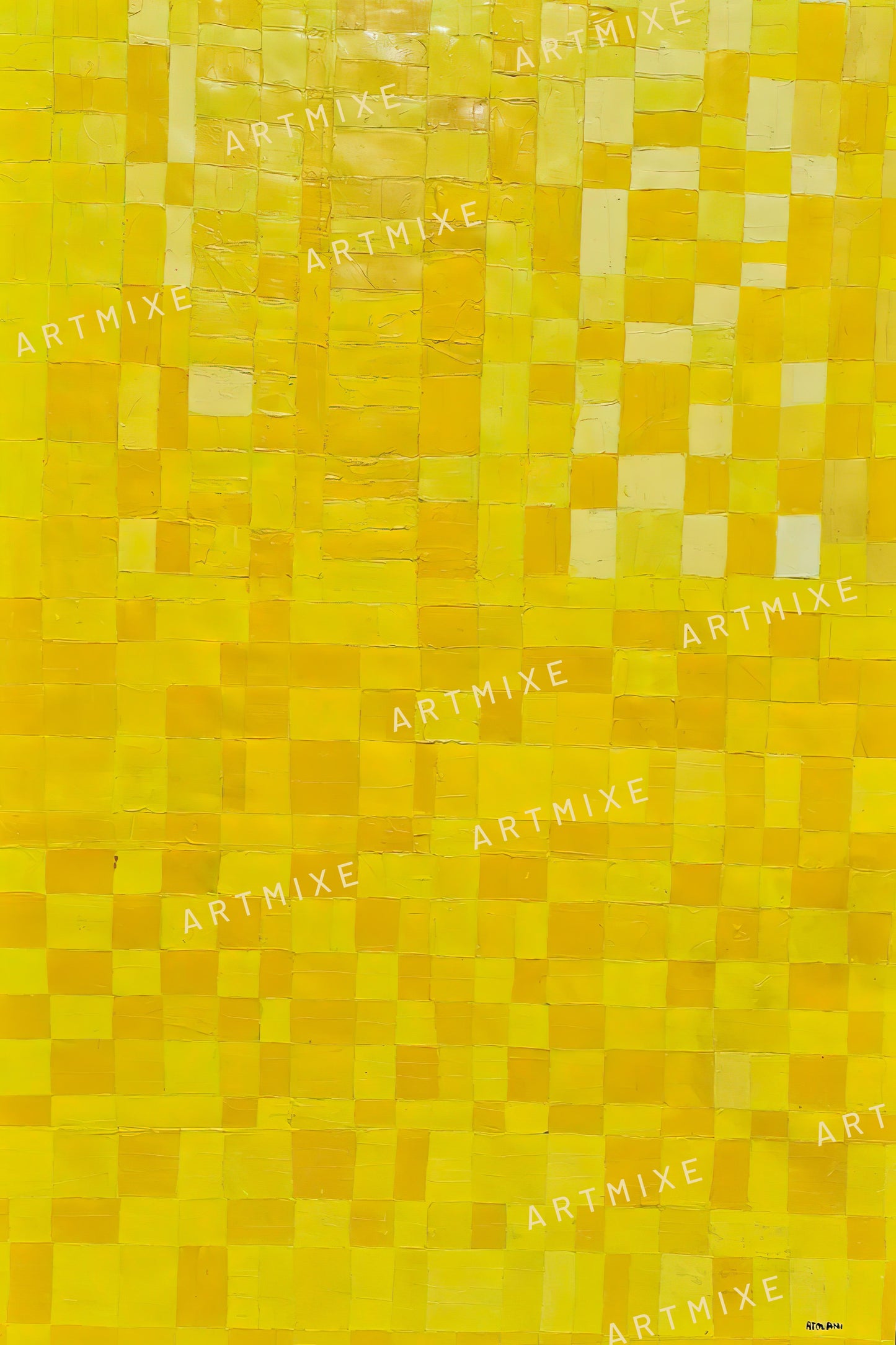Peinture géométrique minimaliste numérique JAUNE POLYCHROME 2.0 " huile à la spatule" - fichier numérique téléchargeable