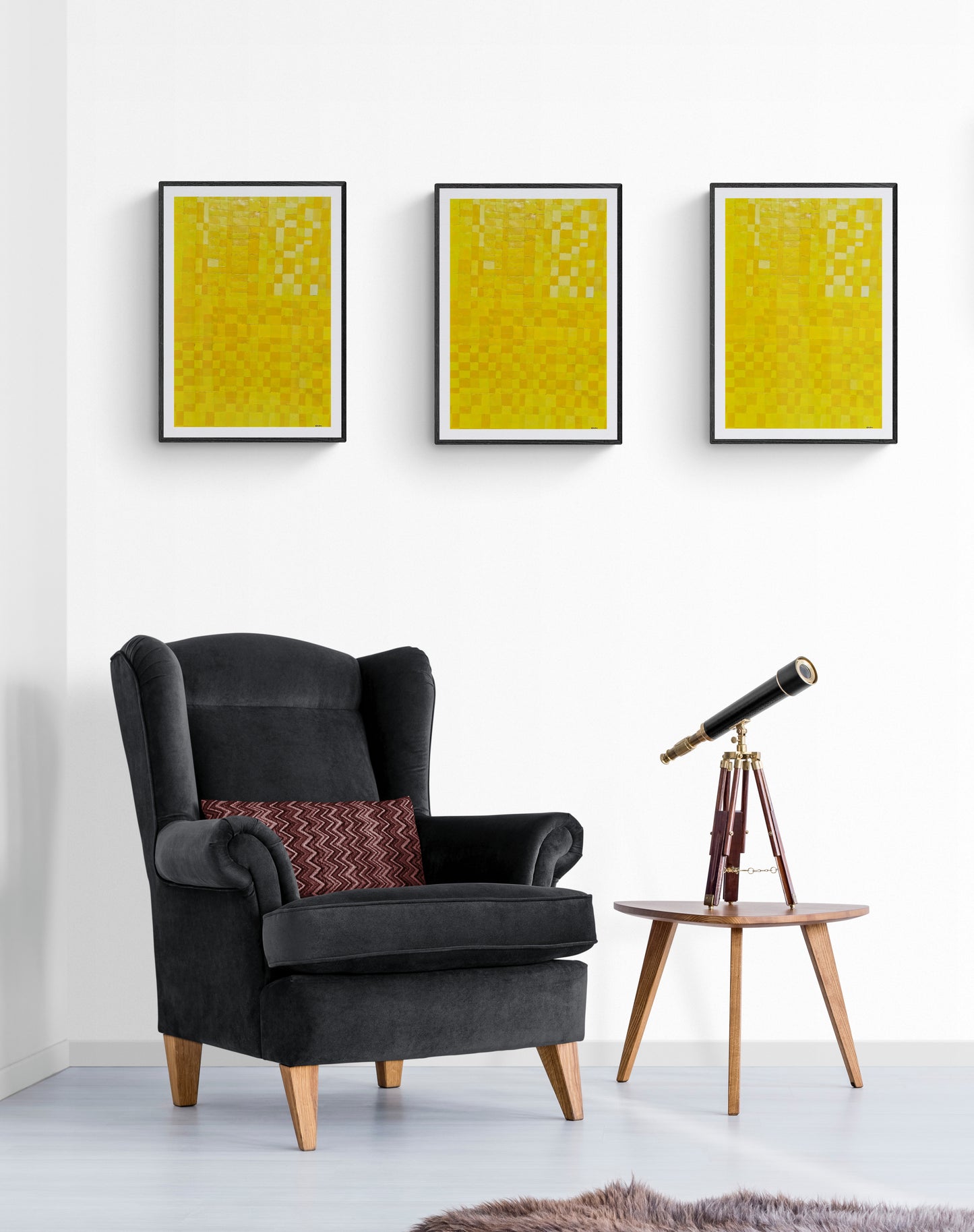 Peinture géométrique minimaliste numérique JAUNE POLYCHROME 2.0 " huile à la spatule" - fichier numérique téléchargeable