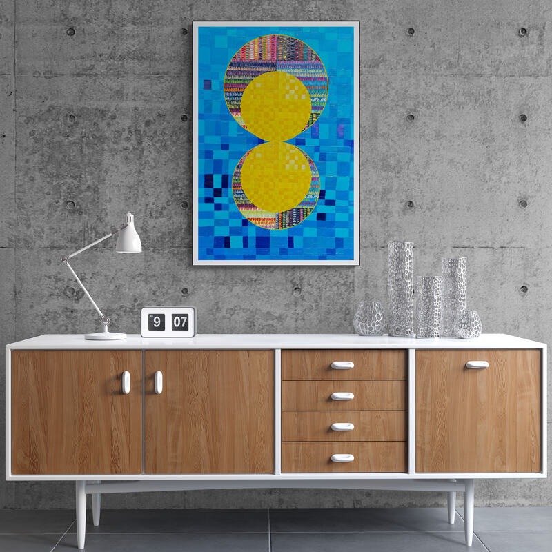 Peinture géométrique minimaliste numérique COSMIC WHISPER 10" huile à la spatule" - fichier numérique téléchargeable