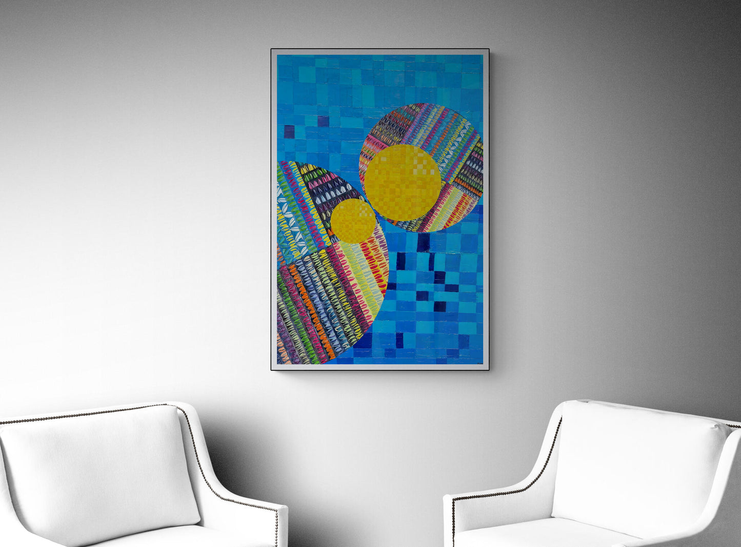 Peinture géométrique minimaliste numérique COSMIC WHISPER 11" huile à la spatule" - fichier numérique téléchargeable