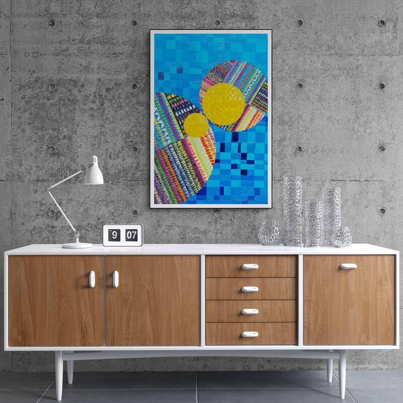 Peinture géométrique minimaliste numérique COSMIC WHISPER 11" huile à la spatule" - fichier numérique téléchargeable