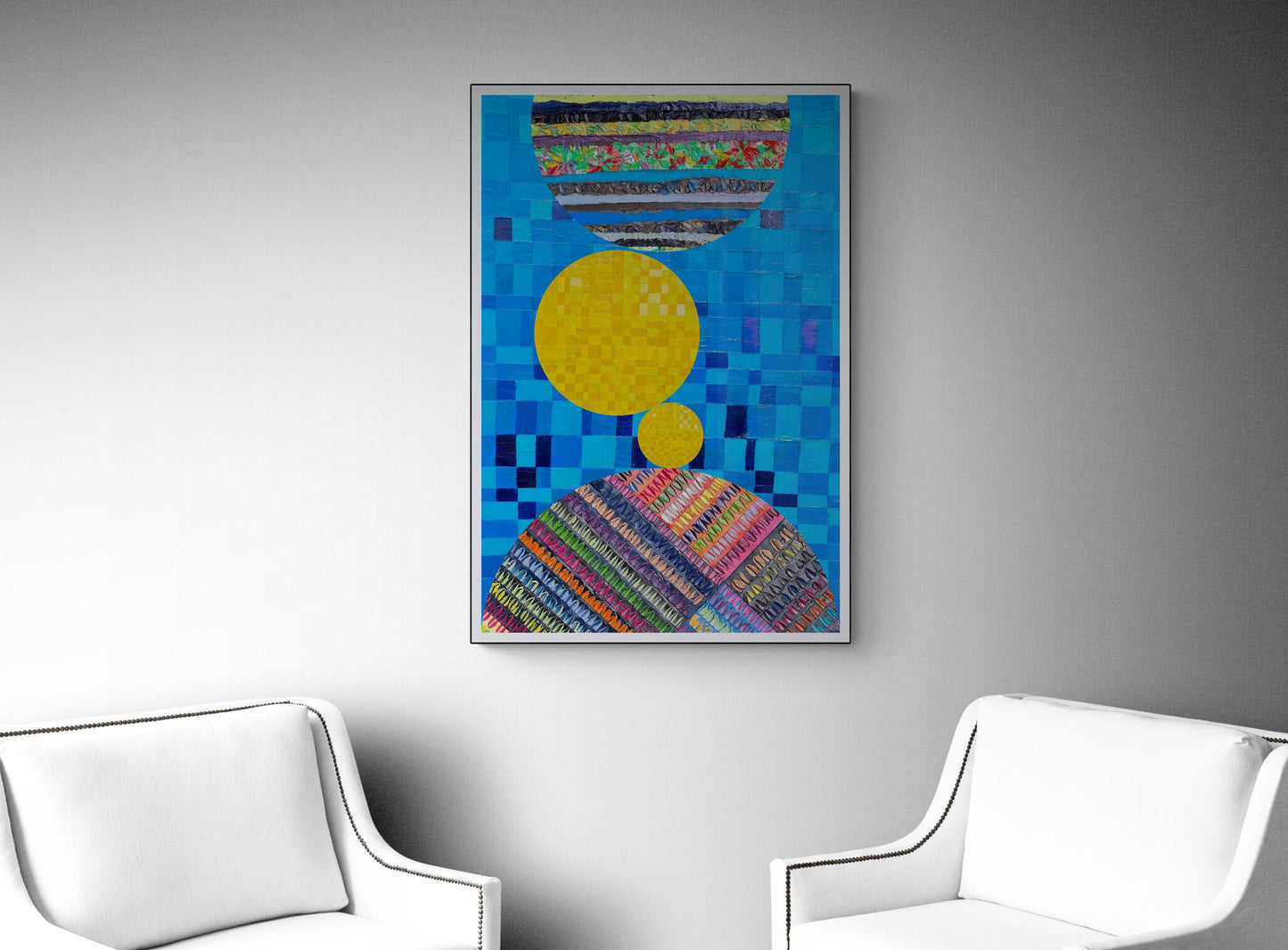 Peinture géométrique minimaliste numérique COSMIC WHISPER 12" huile à la spatule" - fichier numérique téléchargeable
