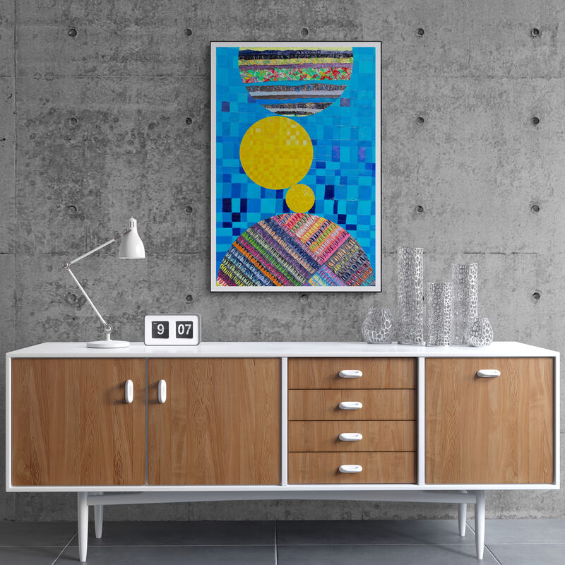 Peinture géométrique minimaliste numérique COSMIC WHISPER 12" huile à la spatule" - fichier numérique téléchargeable