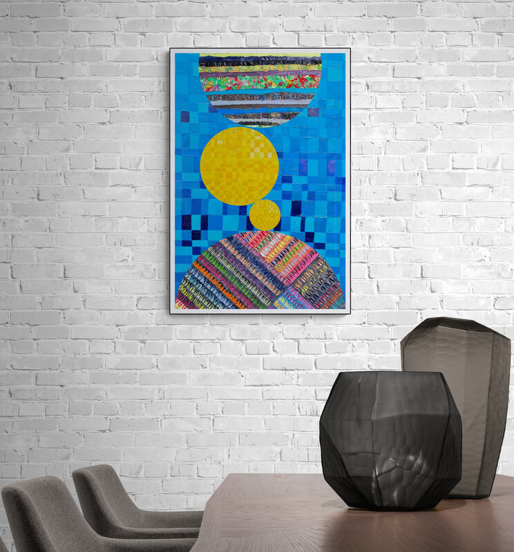 Peinture géométrique minimaliste numérique COSMIC WHISPER 12" huile à la spatule" - fichier numérique téléchargeable